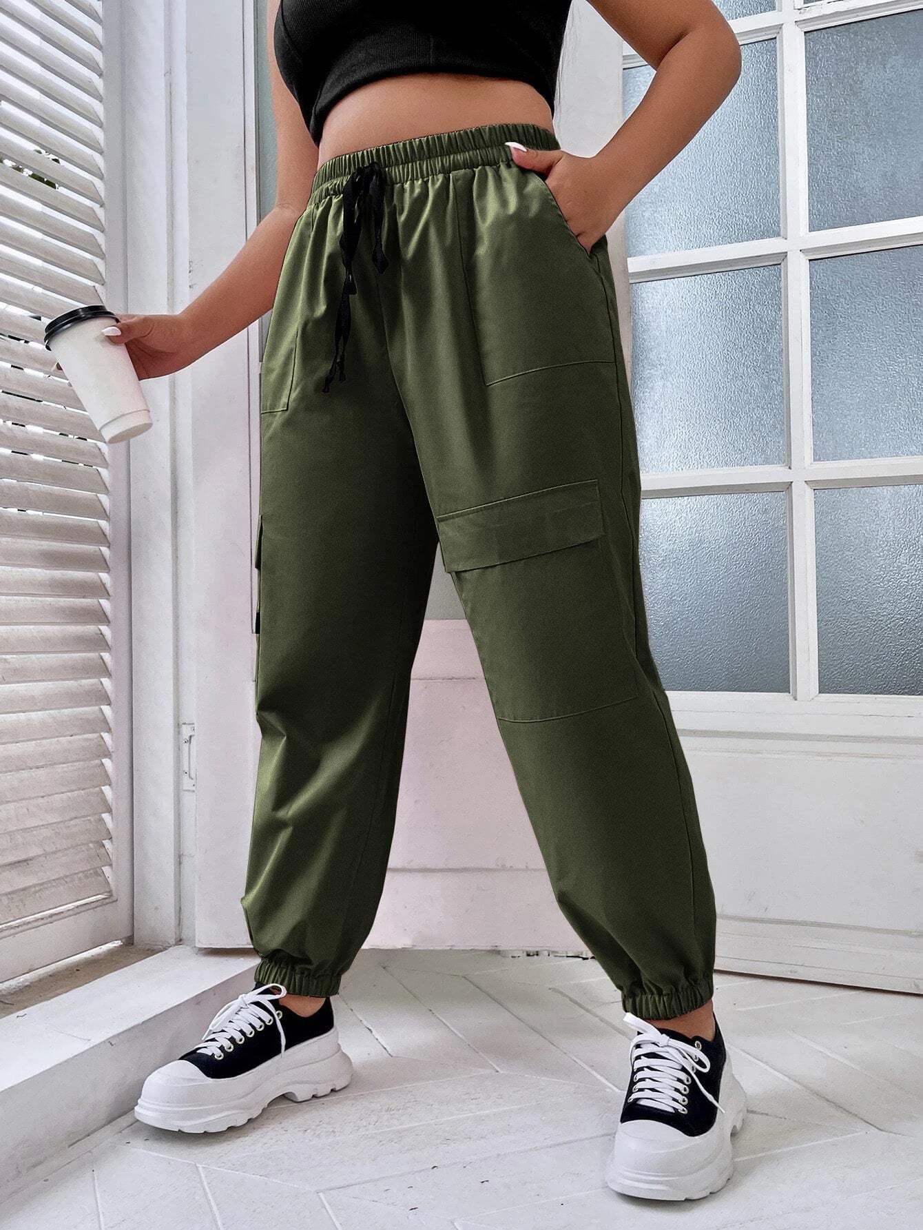 Adjustable Drawstring Cargo Pants – back view detail