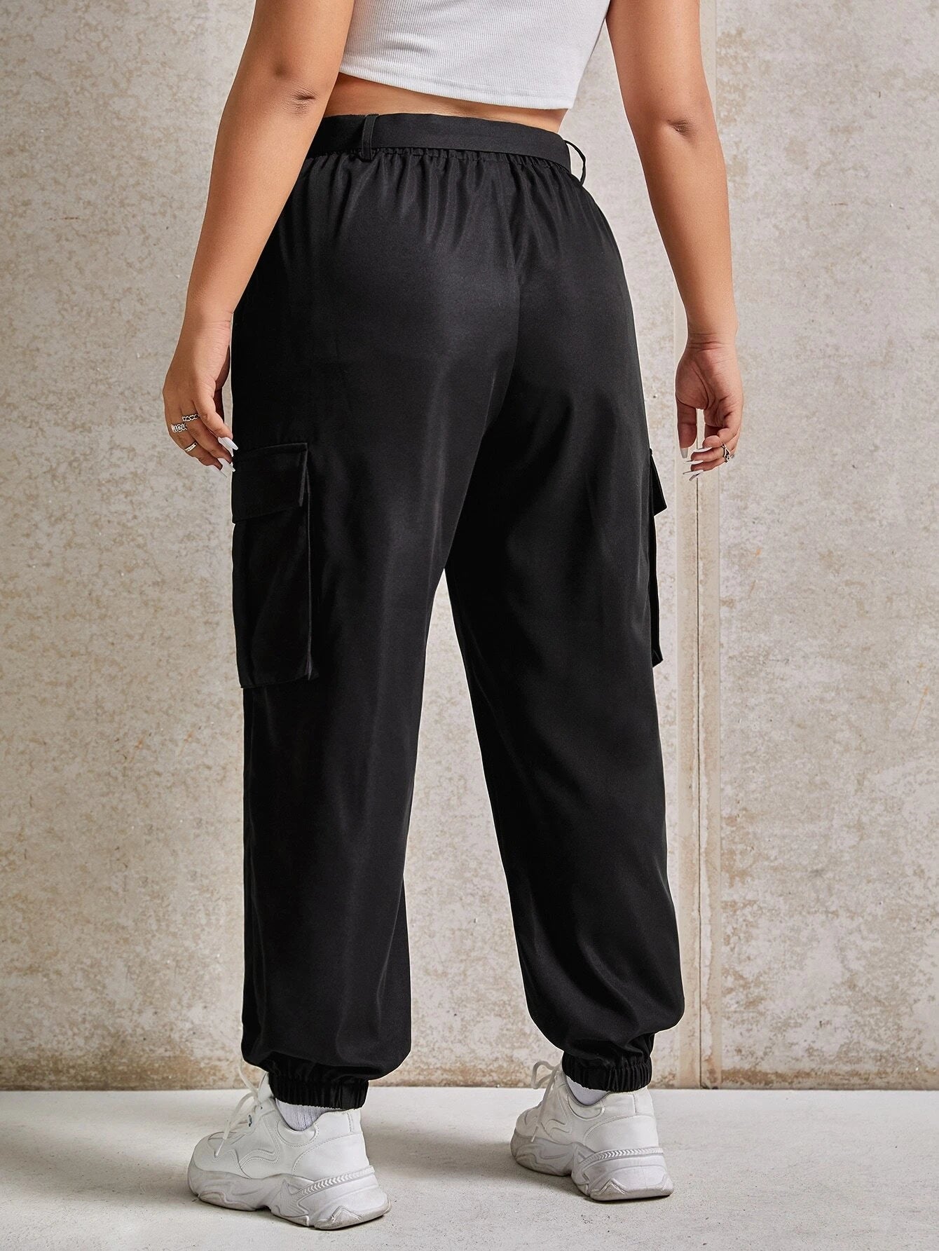 Buckled Belted Cargo Pants – side profile view