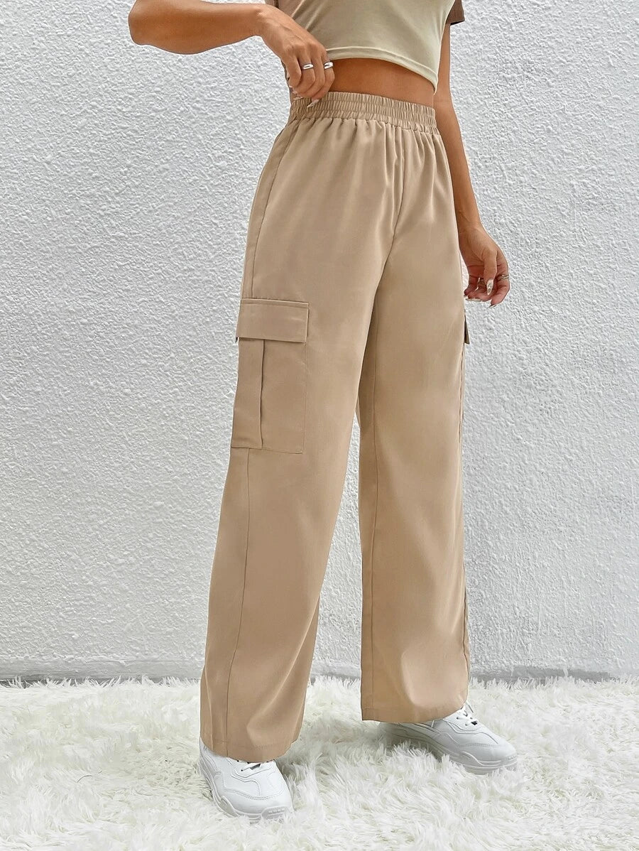 Casual Side Pocket Flap Cargo Pants – waistband detail