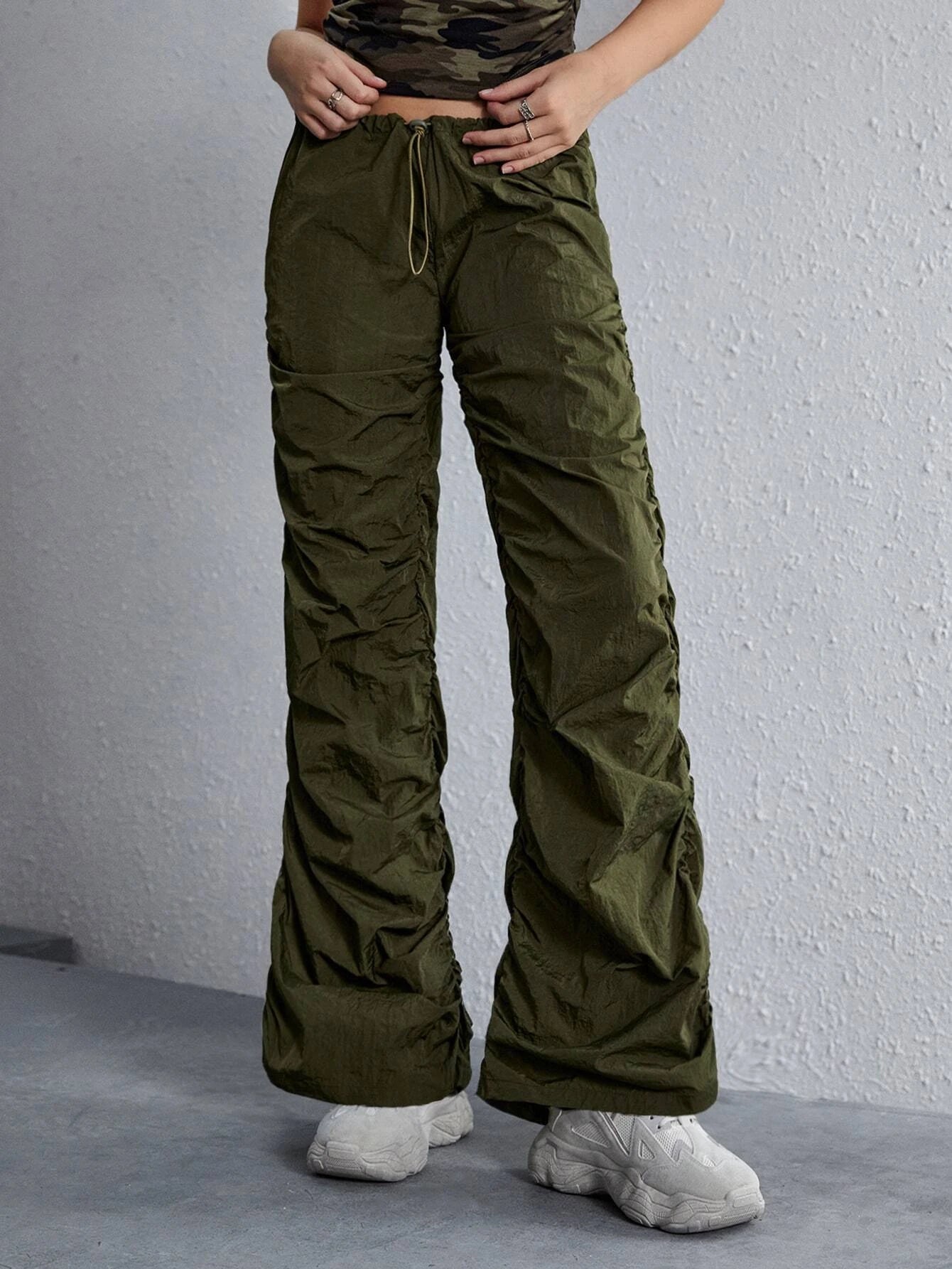 Low Rise Ruched Parachute Pants – back view detail