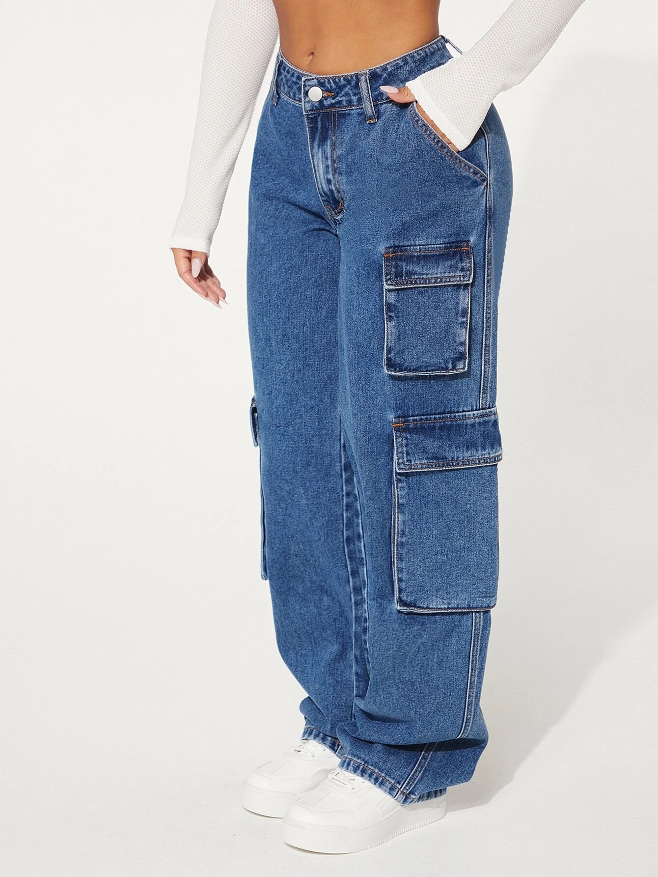 Flap Pocket Cargo Jeans Style 9 – waistband detail