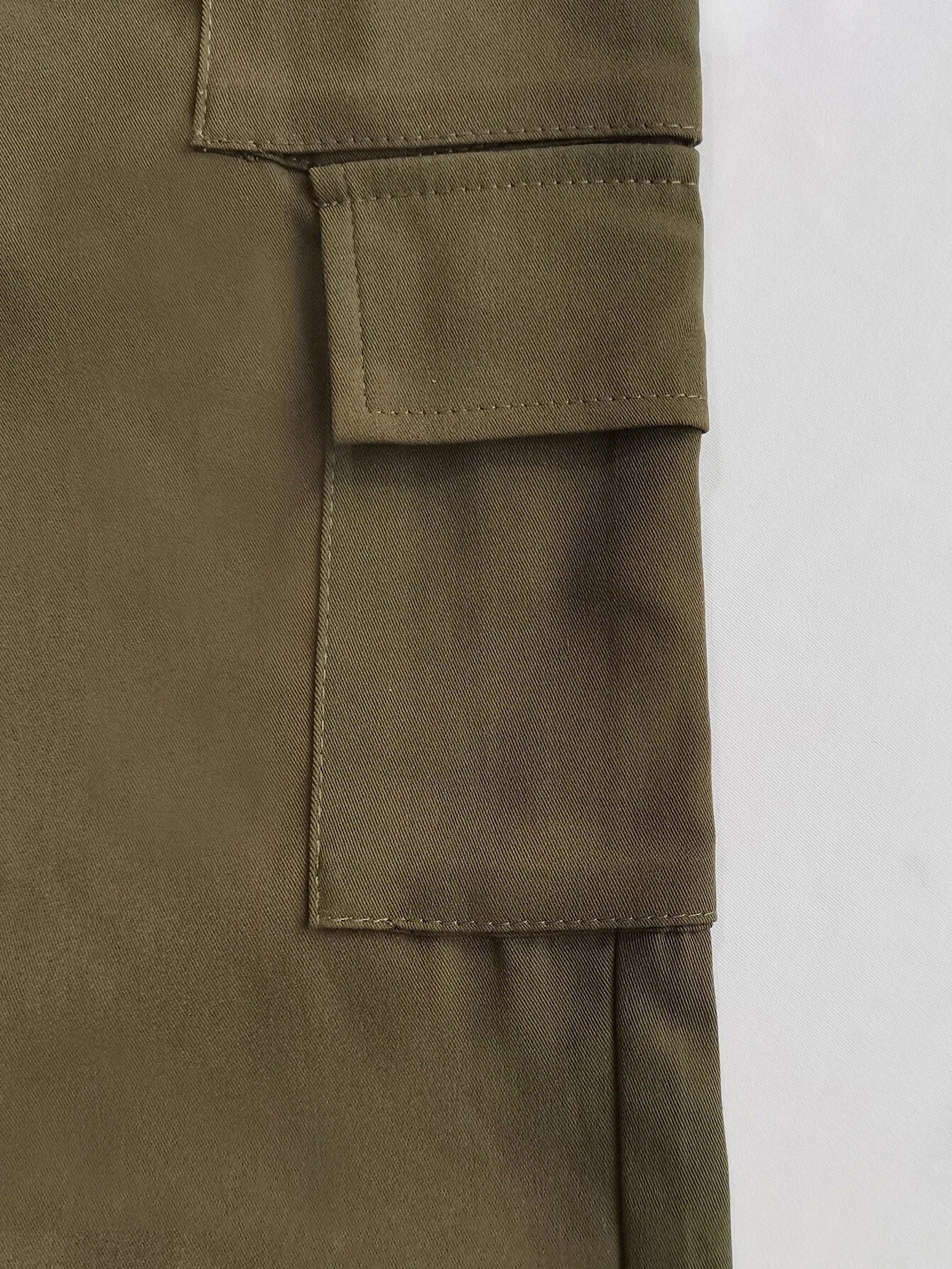 High Waist Solid Flap Pocket Cargo Pants – fabric detail close-up