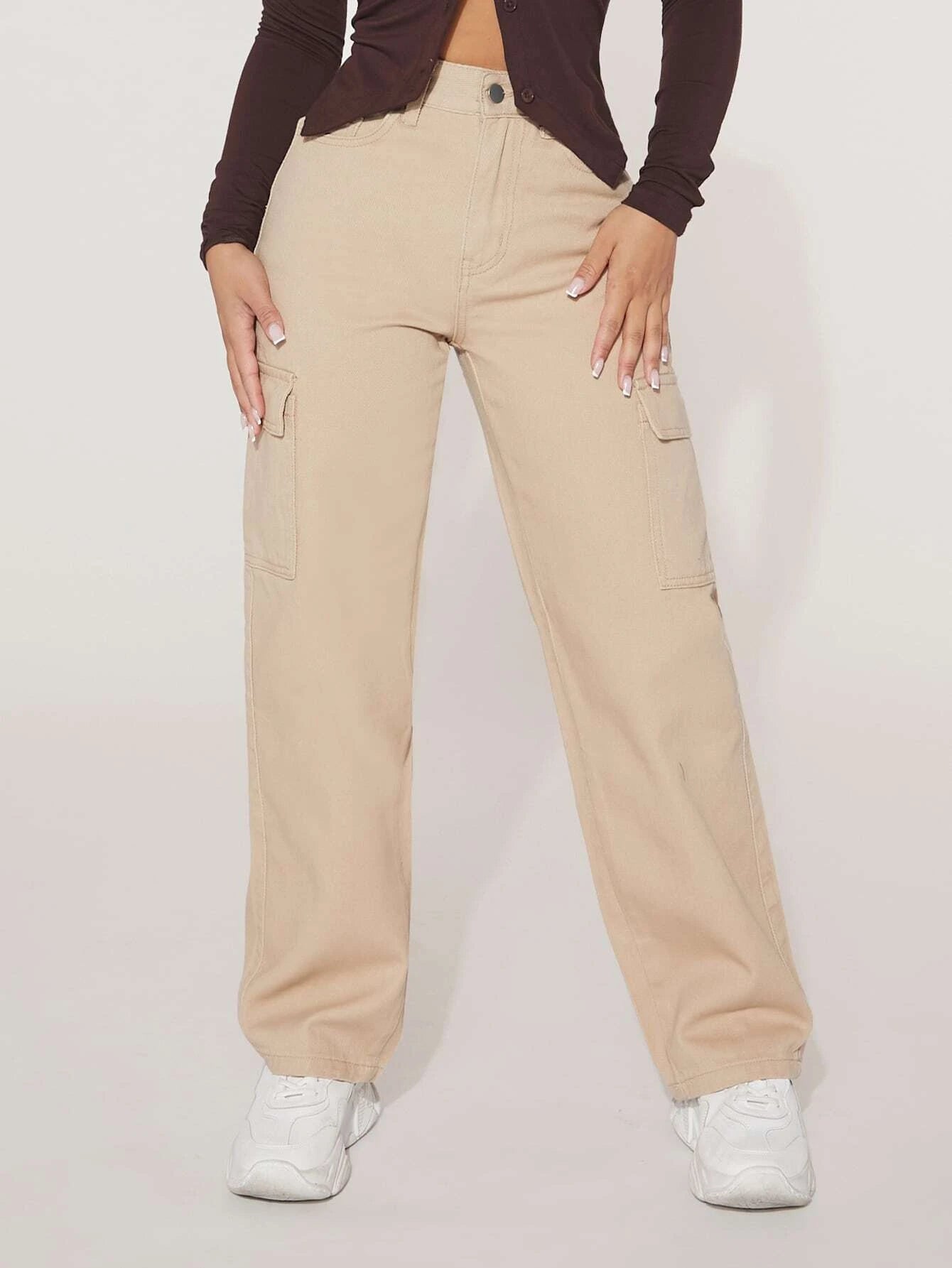 High Waist Straight Jeans – fabric detail close-up