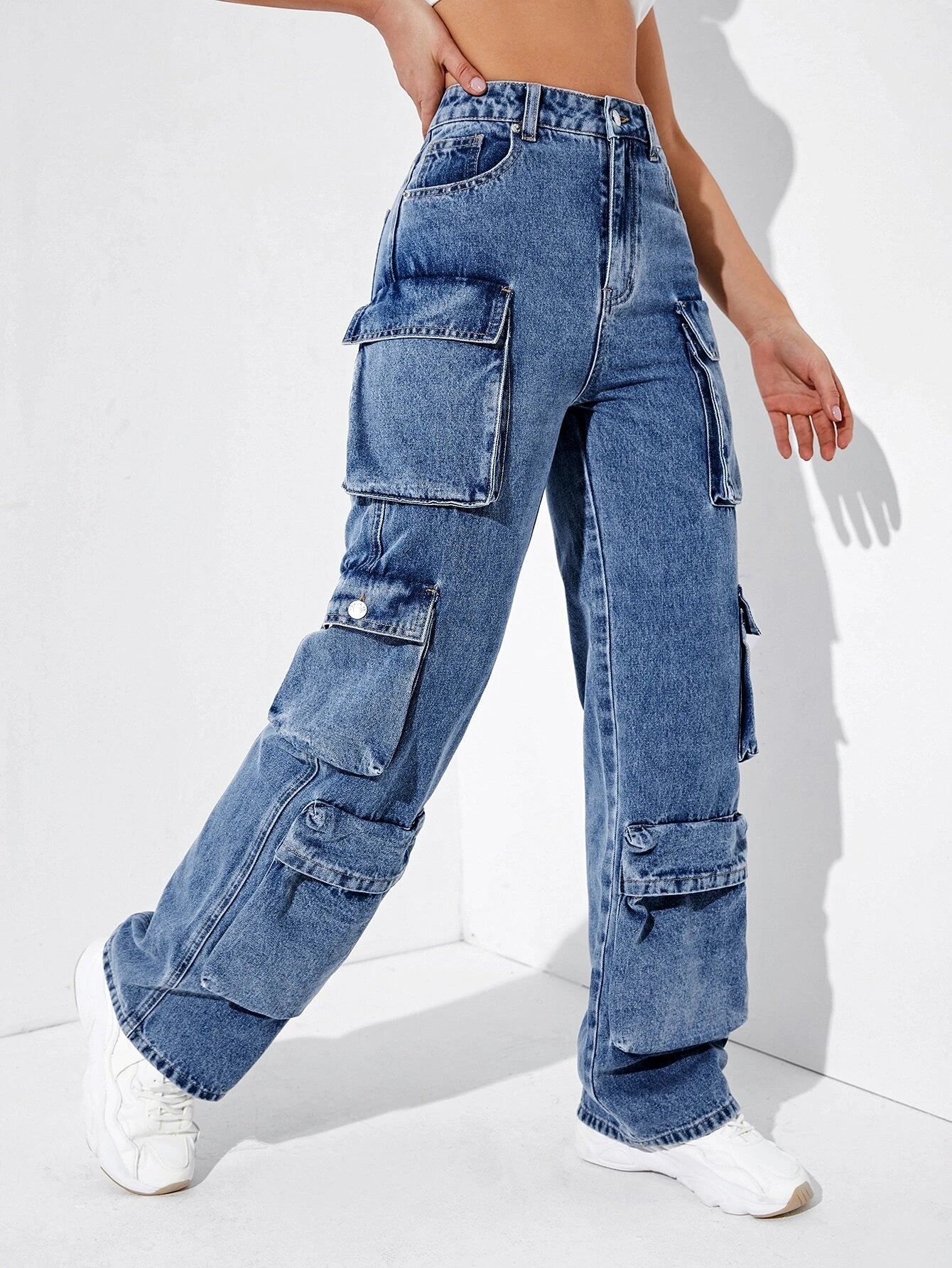 Flap Pocket Straight Cargo Jeans – styled outfit view