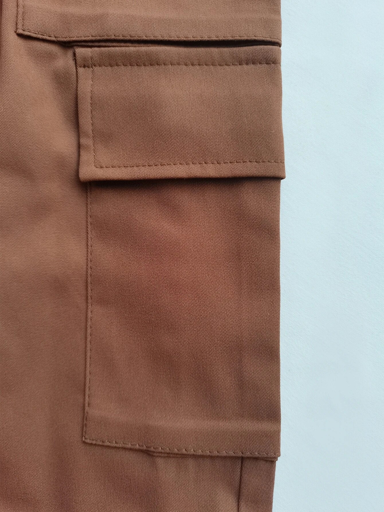 High Waist Solid Flap Pocket Cargo Pants – side profile view