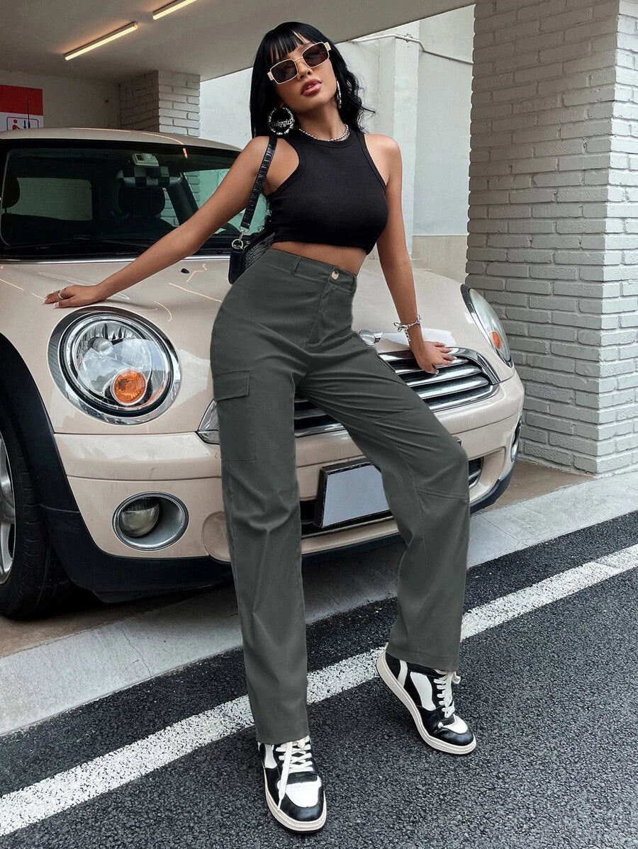 Flap Pocket Side Straight Leg Pants – lifestyle view 12