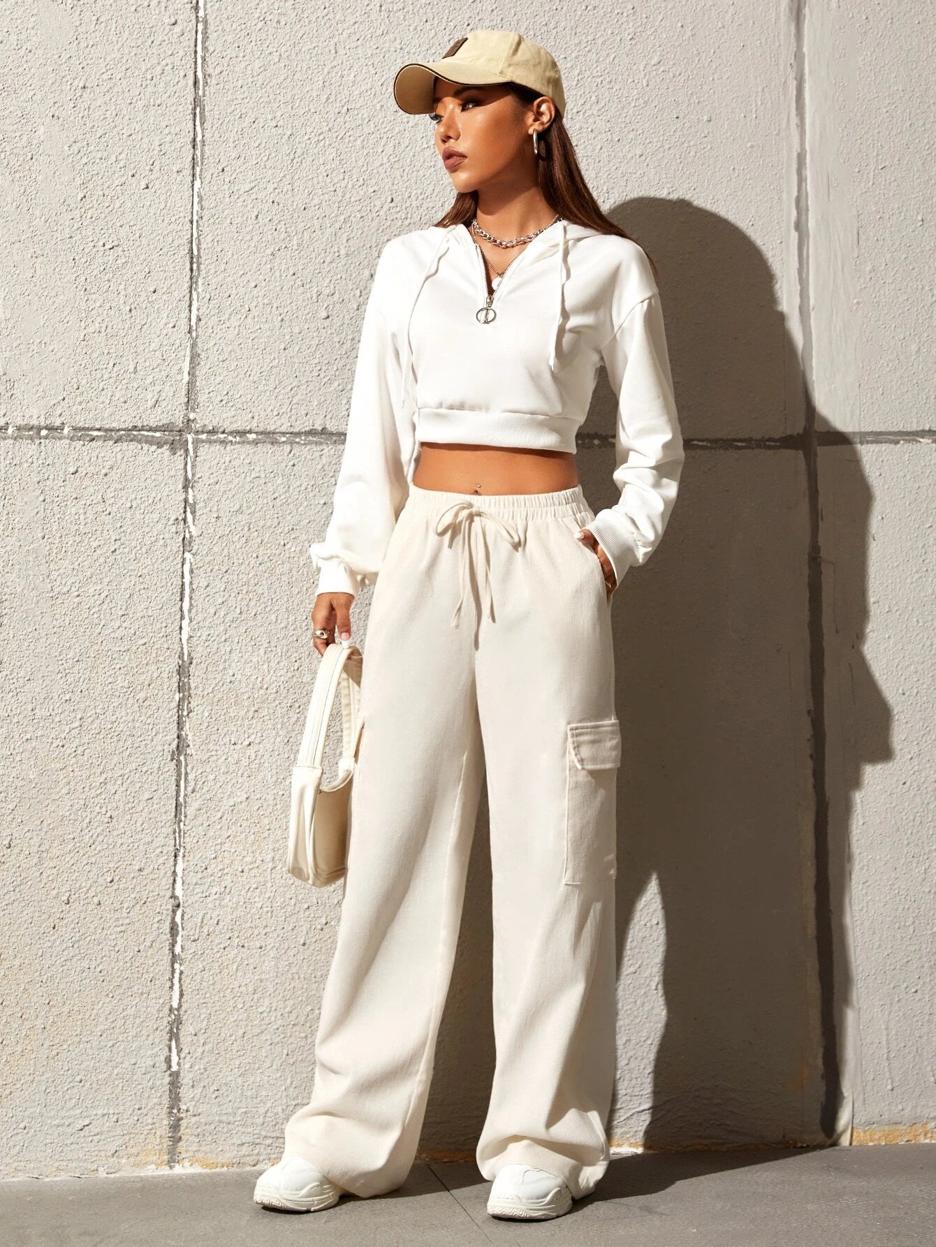 Casual Drawstring Flap Pocket Cargo Pants – waistband detail