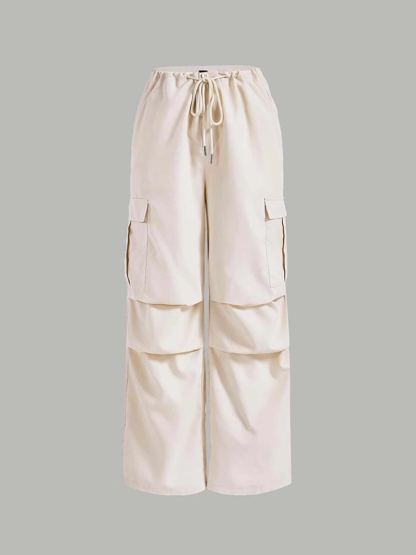 Flap Pocket Cargo Pants With Drawstring – side profile view