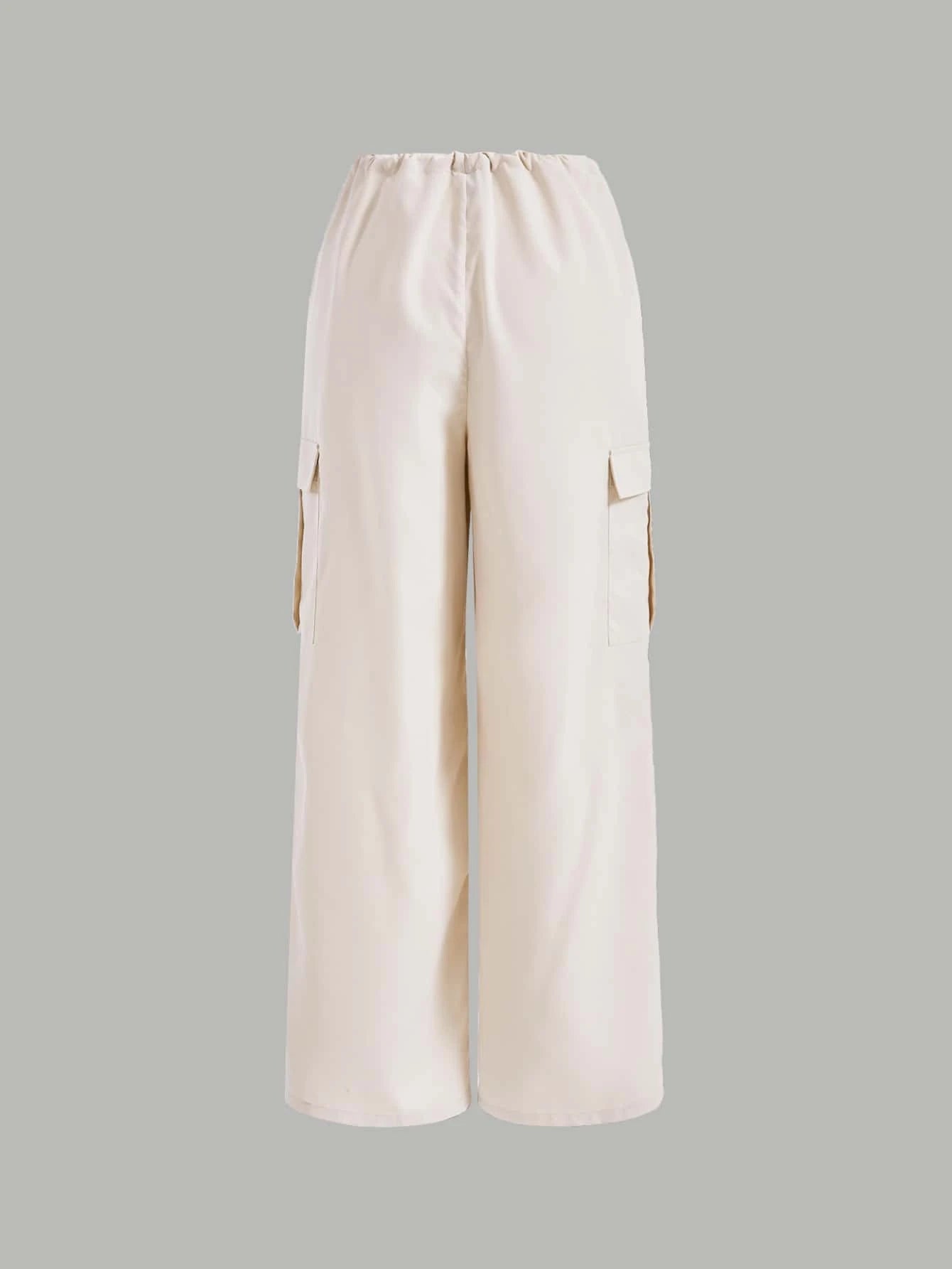 Flap Pocket Cargo Pants With Drawstring – waistband detail