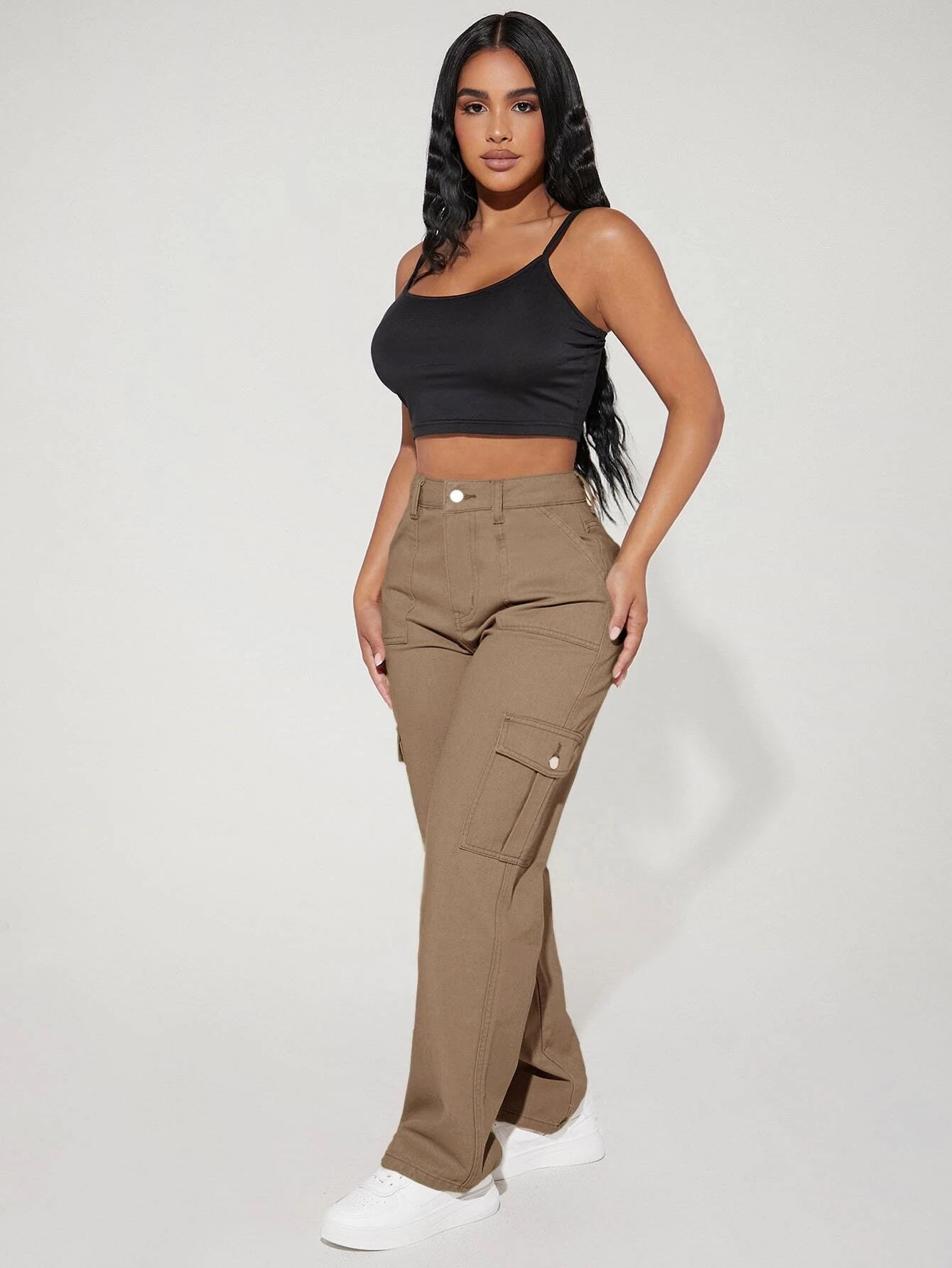 High Waist Straight Leg Cargo PantsHigh Waist Straight Leg Cargo Pants - Image 27
