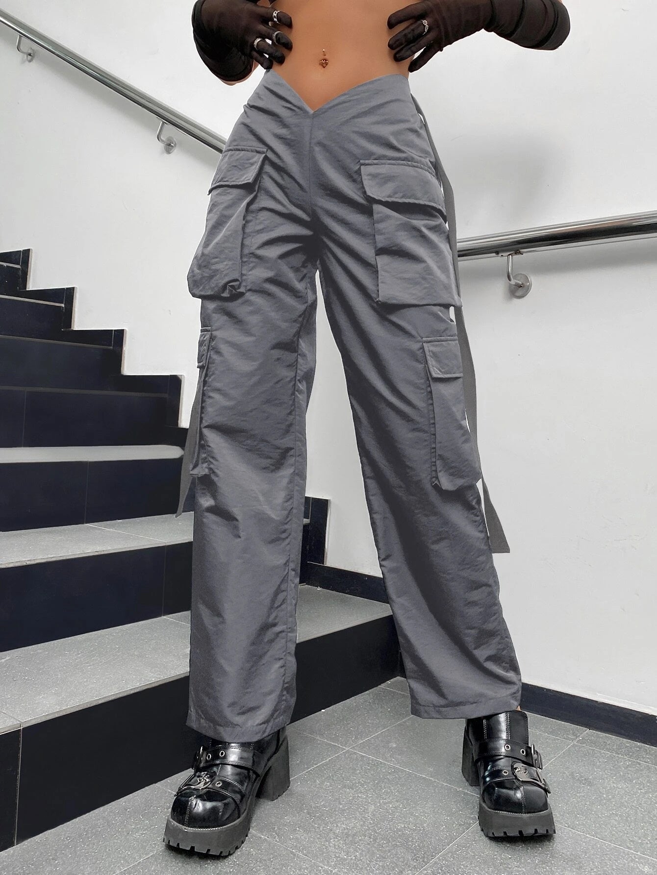 Camo Printed Flap Cargo Pants – back view detail