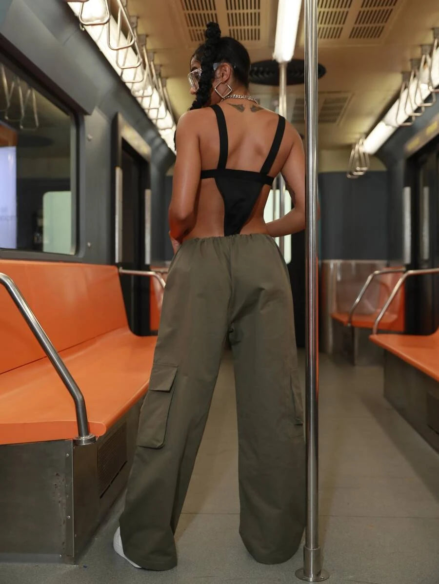 Low Rise Flap Pocket Wide Leg Cargo Pants – styled outfit view