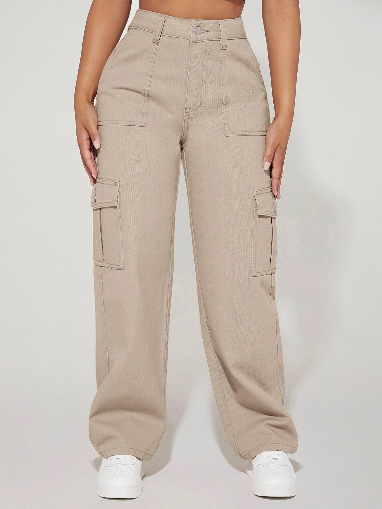 High Waist Straight Leg Cargo PantsHigh Waist Straight Leg Cargo Pants - Image 15