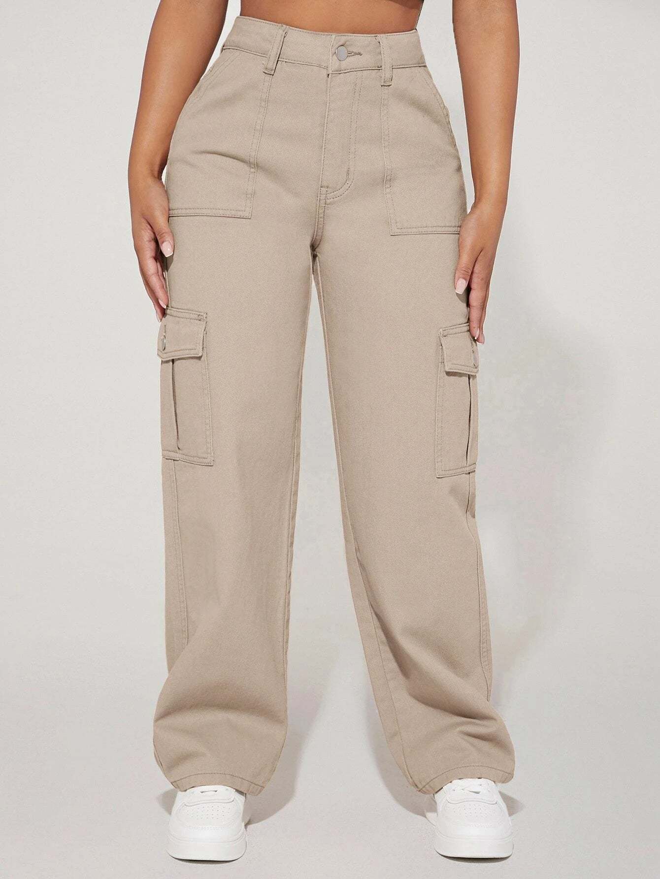 High Waist Straight Leg Cargo Pants