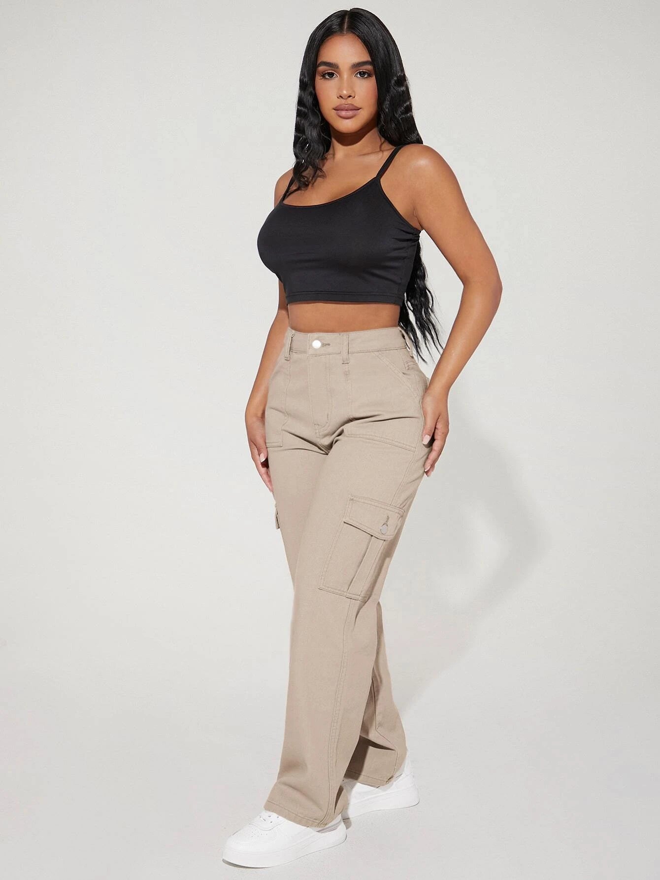 High Waist Straight Leg Cargo PantsHigh Waist Straight Leg Cargo Pants - Image 16