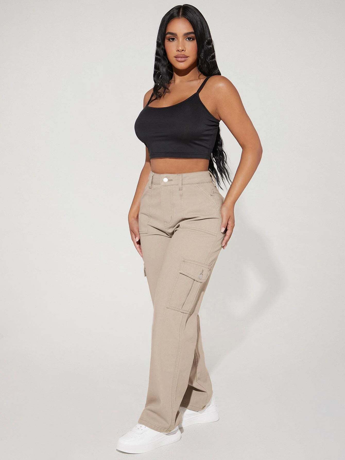 High Waist Straight Leg Cargo Pants
