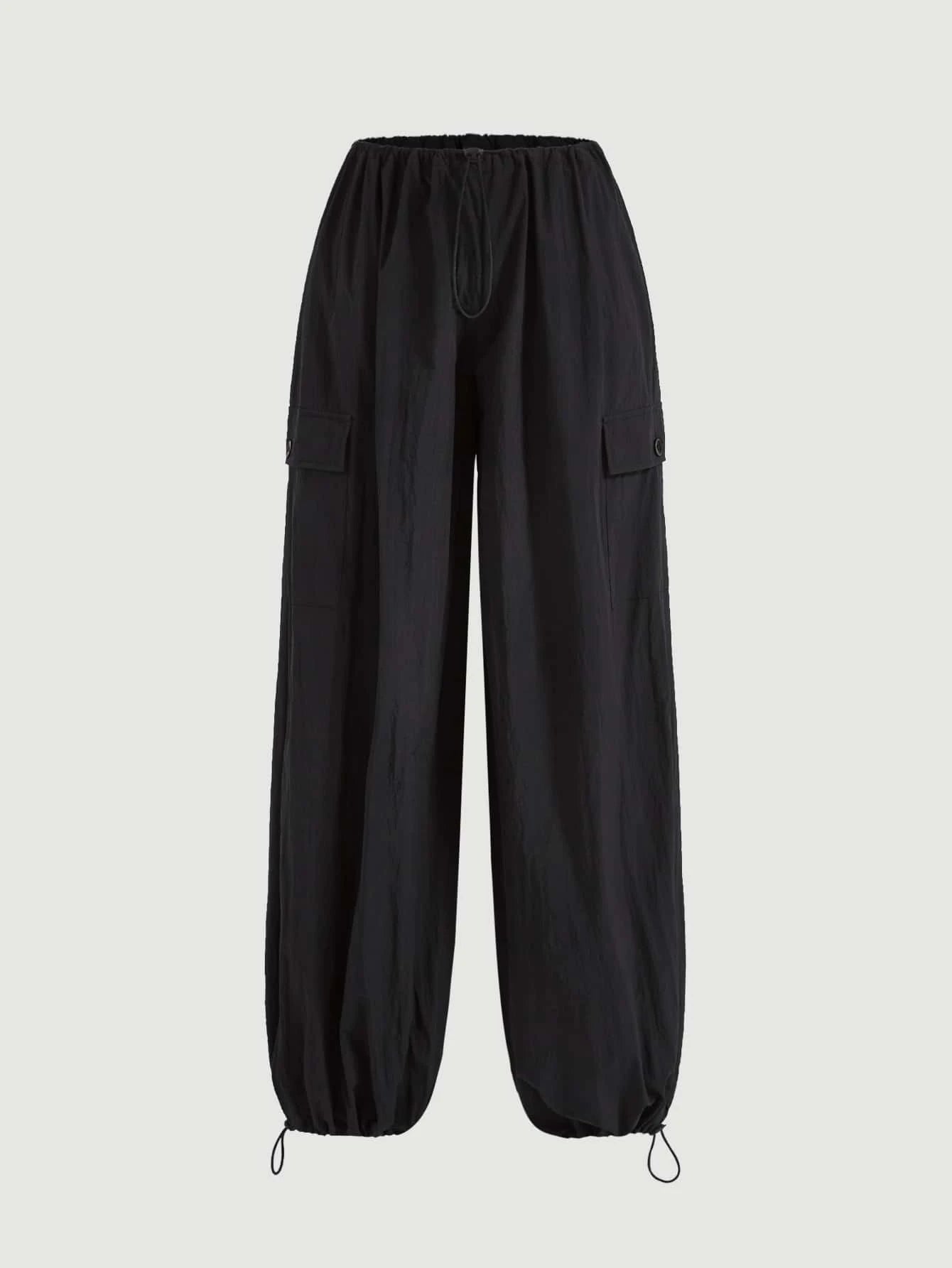 Parachute Cargo Pants With Flap Pouches – side profile view