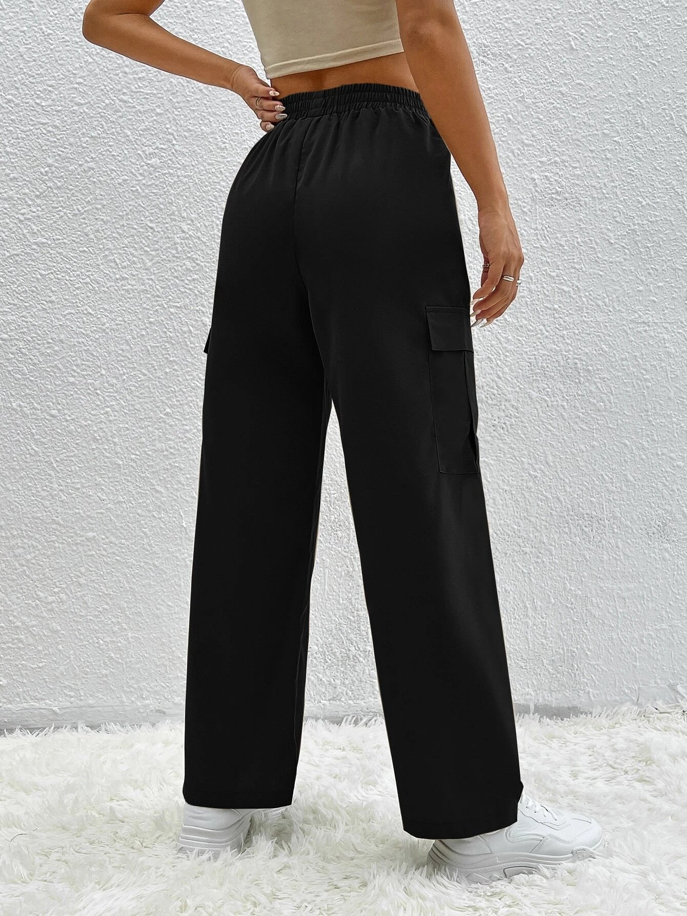 Pocket Side Button  Denim Cargo Pant – waistband detail