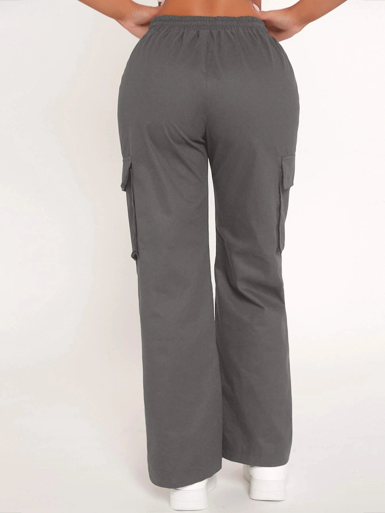 Drawstring Waist Flap Pocket Cargo Pant – fabric detail close-up