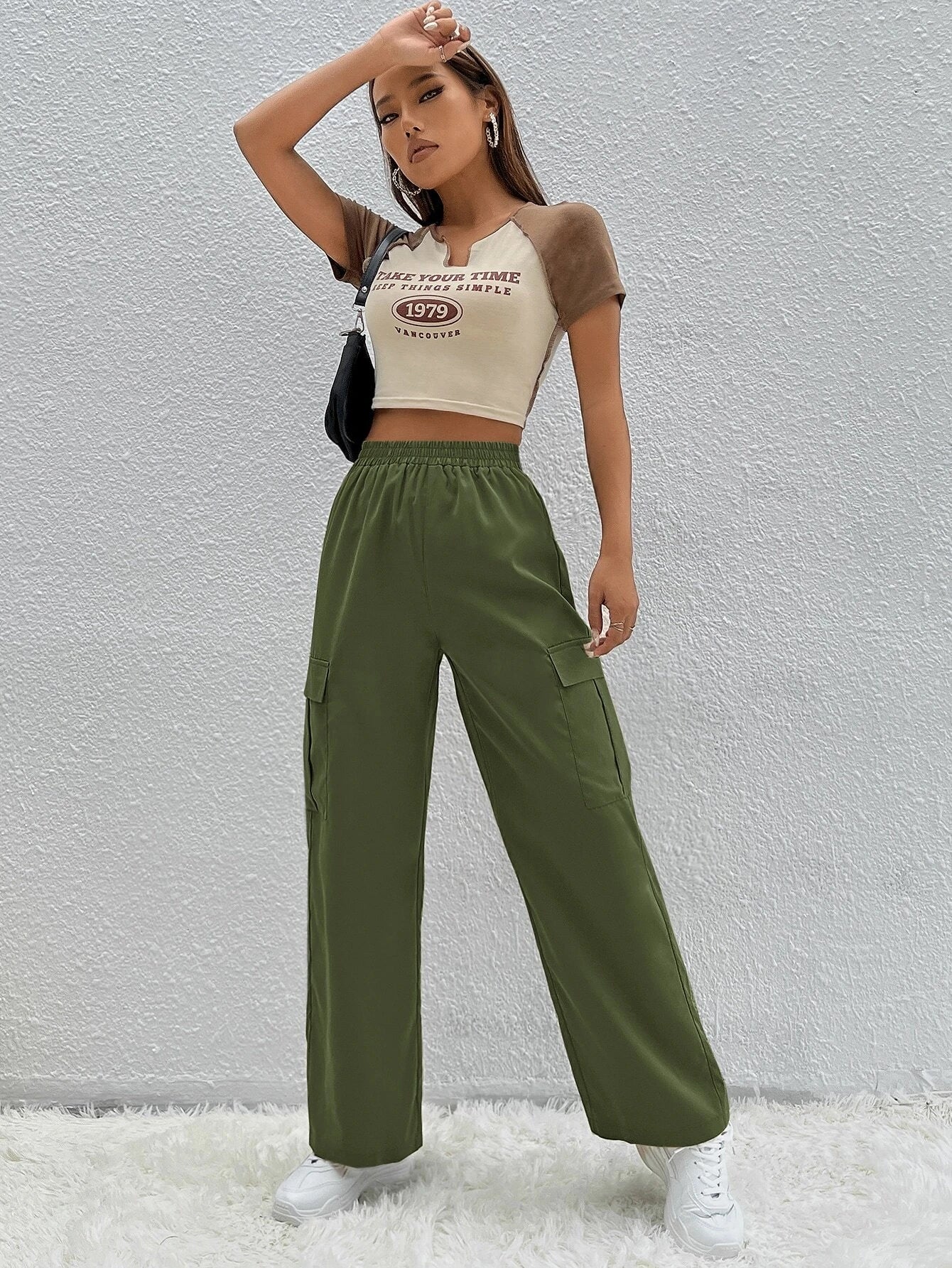 Pocket Side Button  Denim Cargo Pant – fabric detail close-up