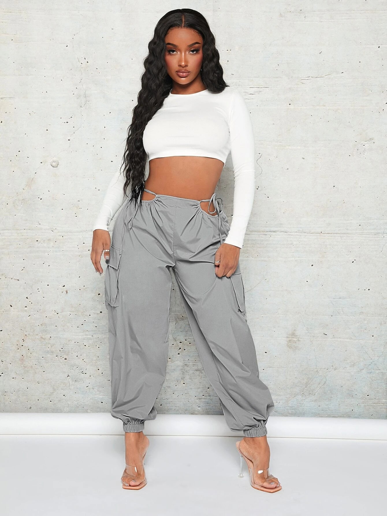 Cut Out Waist Cargo Pants – waistband detail