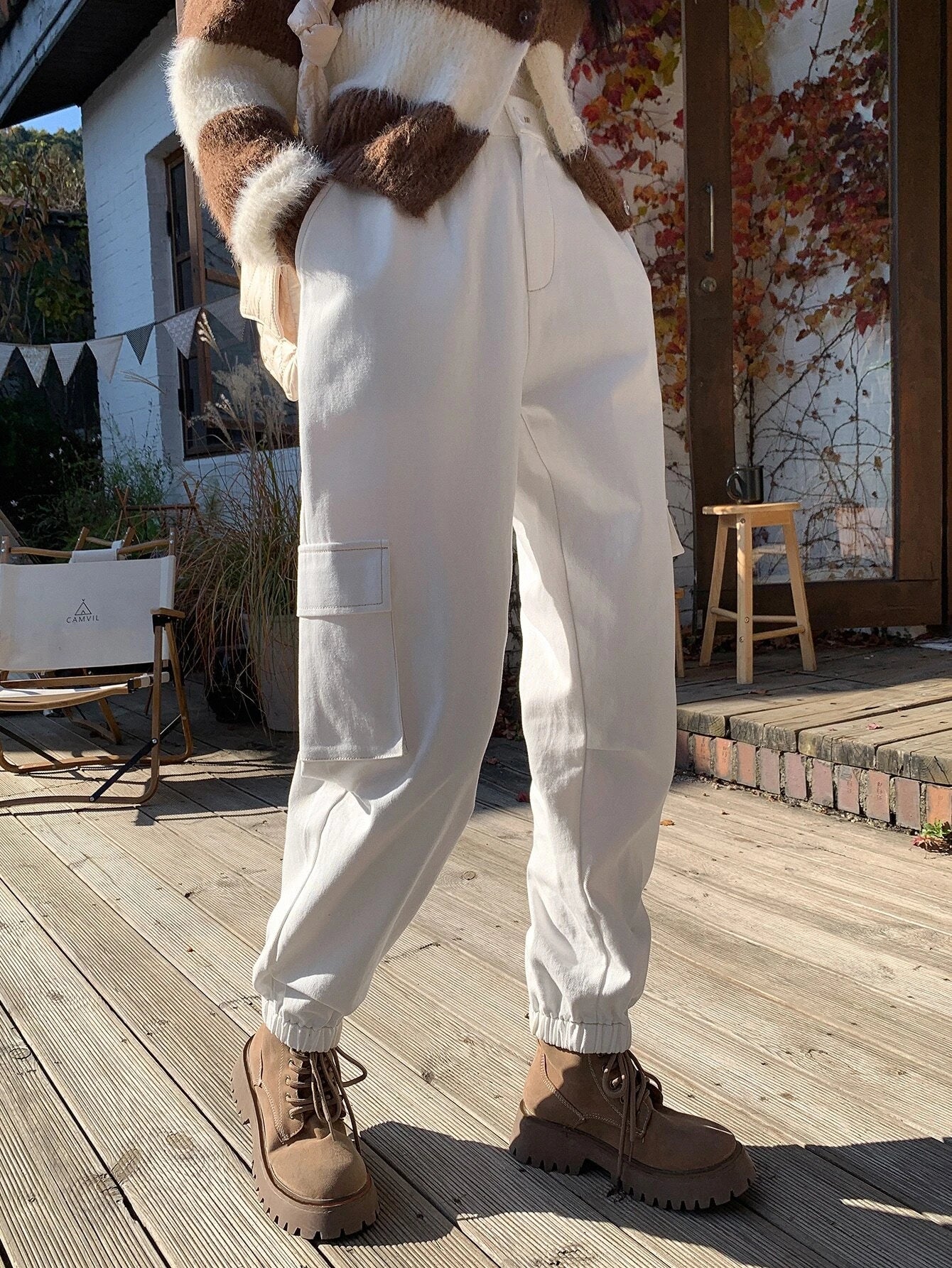 Casual Slant Pocket Cargo Pants – styled outfit view