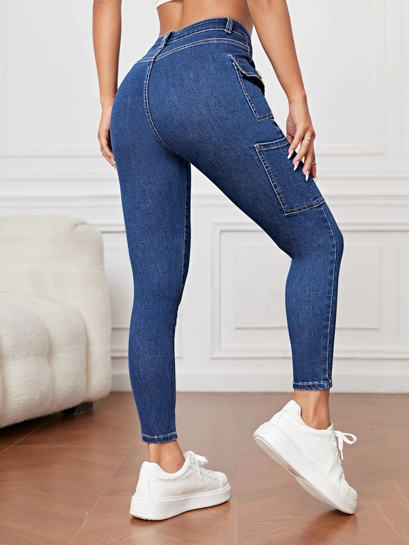 Side Cargo Jeans With Flap Pockets – styled outfit view
