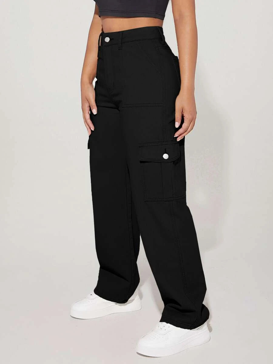 High Waist Flap Side Pocket Cargo Pants – lifestyle view 22