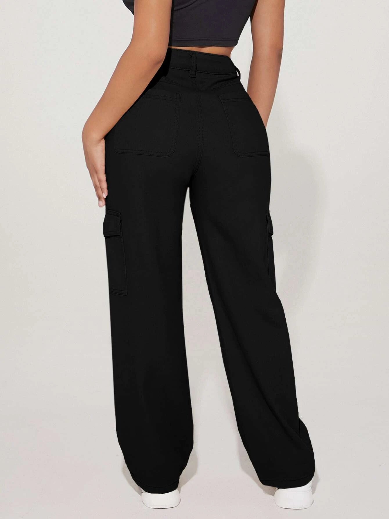 High Rise Flap Pocket Side Cargo Jean – model wearing view