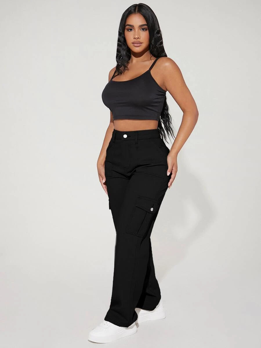 High Waist Flap Side Pocket Cargo Pants – lifestyle view 23