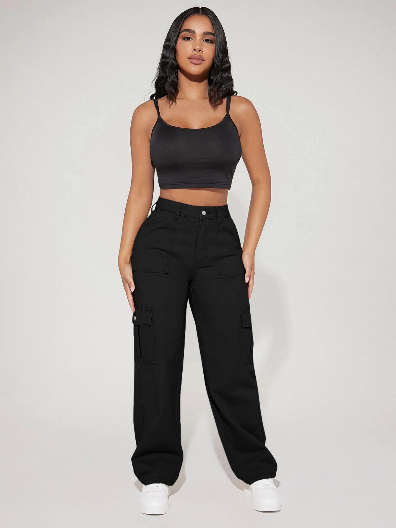 High Waist Straight Leg Cargo Pants