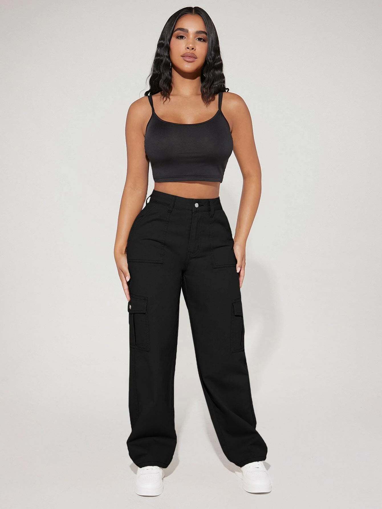 High Waist Straight Leg Cargo Pants