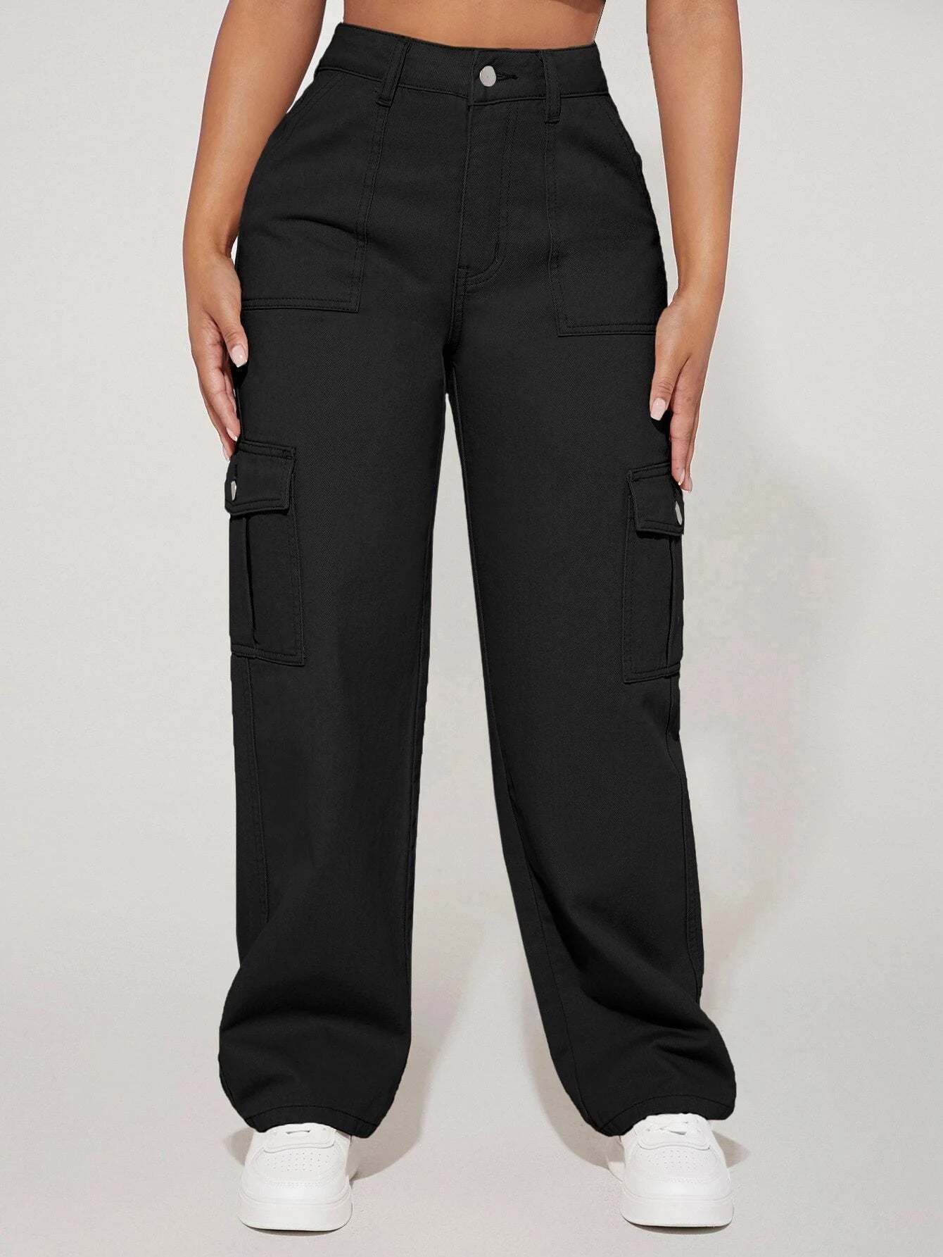 High Waist Straight Leg Cargo Pants