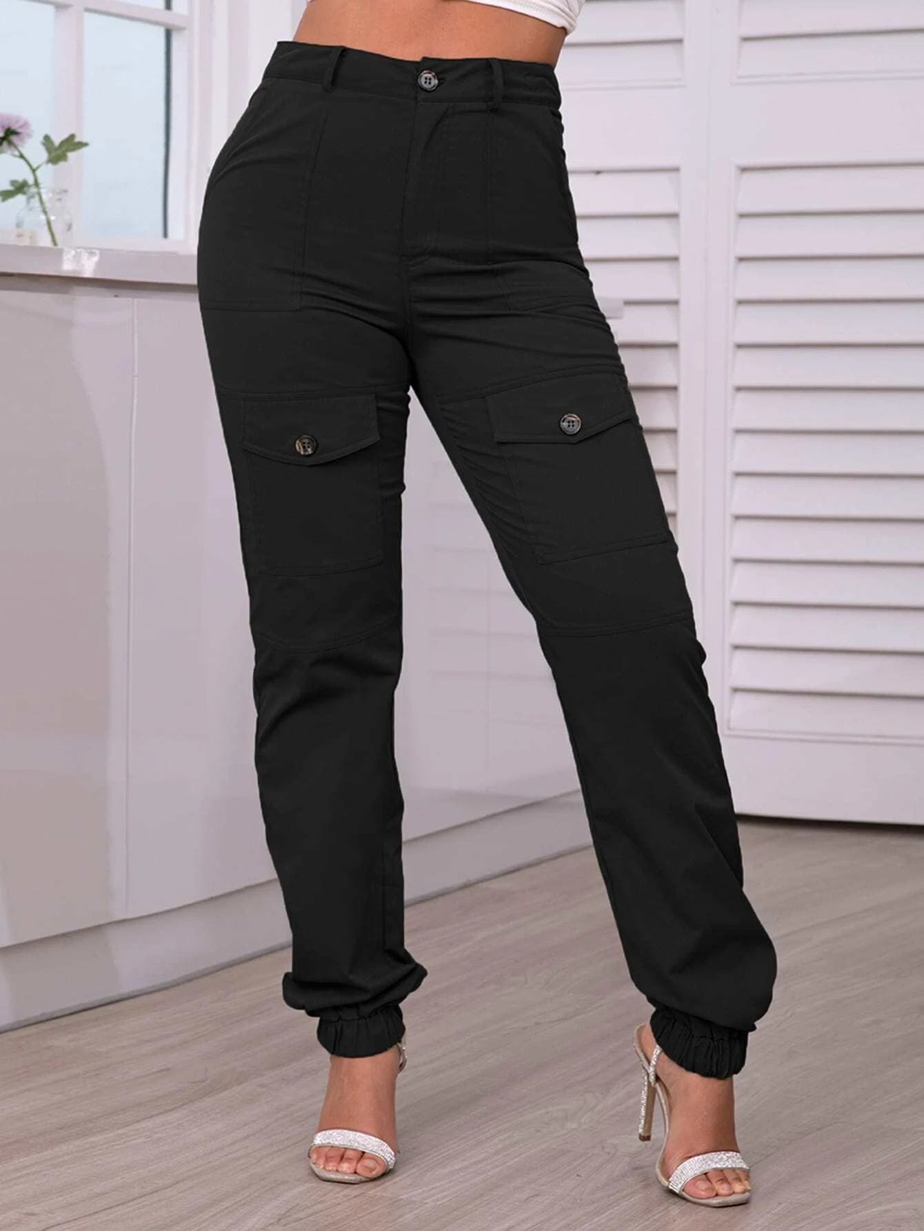 Flap Pocket High Rise Cargo Pants – back view detail
