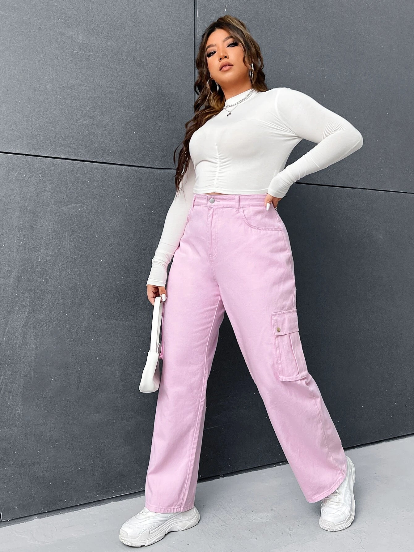Flap Pocket Cargo Jeans Style 12 – full length outfit view