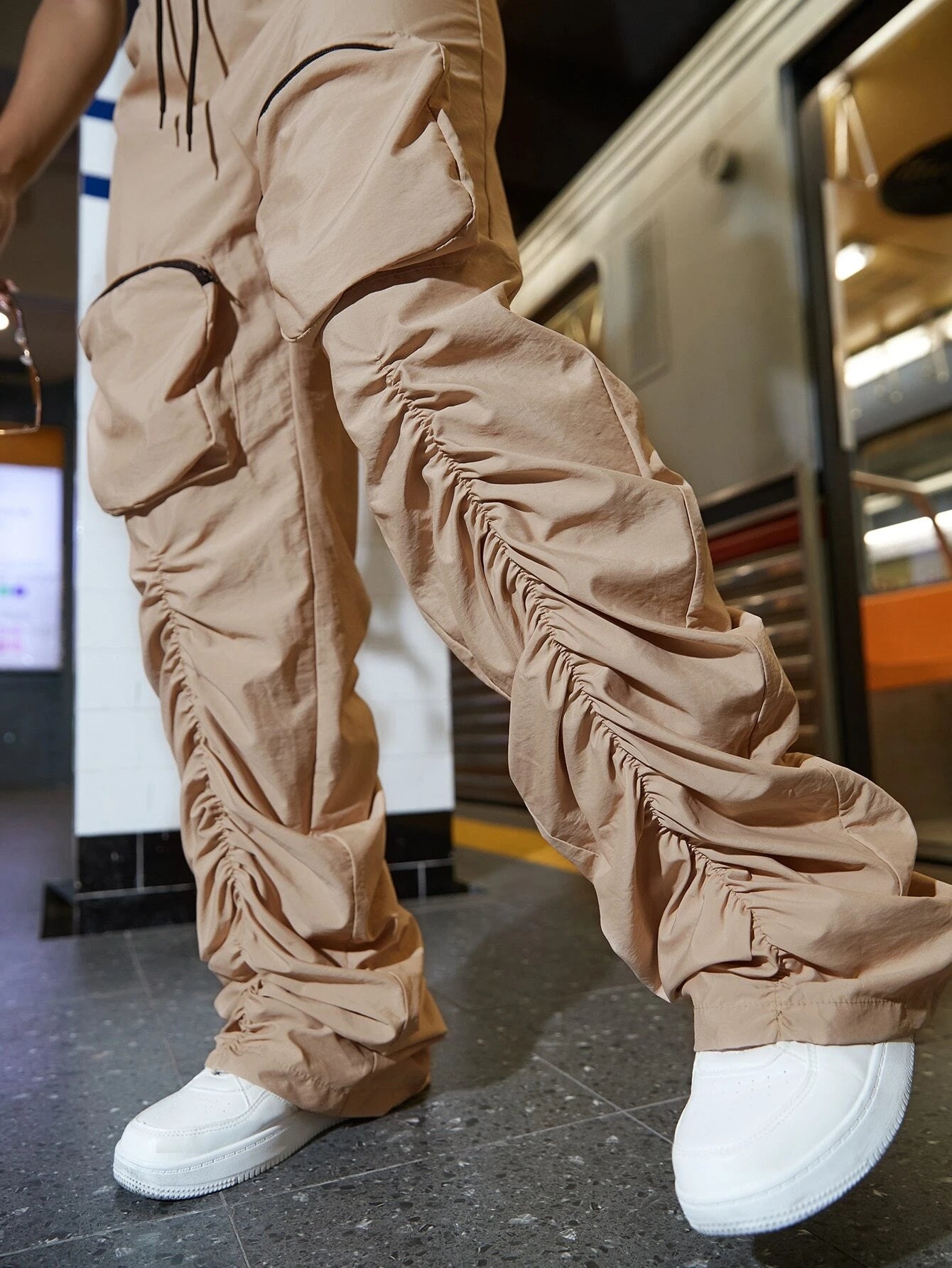 Zipper Detail Stacked Pants – back view detail