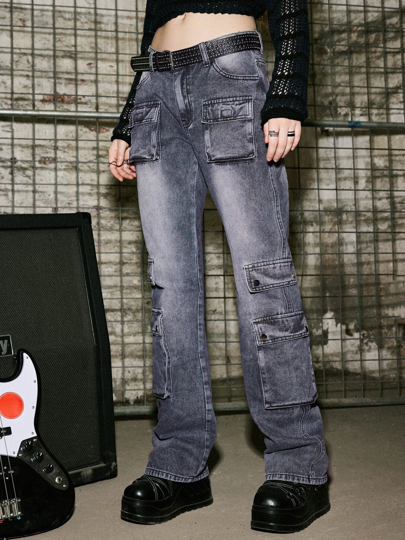 Punk Flap Pocket Cargo Jeans – waistband detail