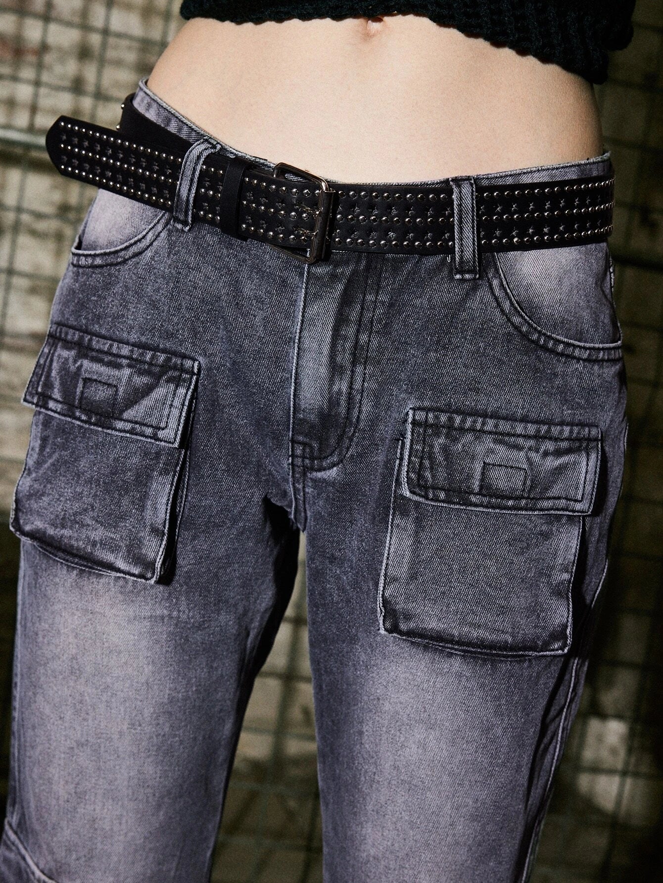 Punk Flap Pocket Shade Cargo Jeans – back view detail