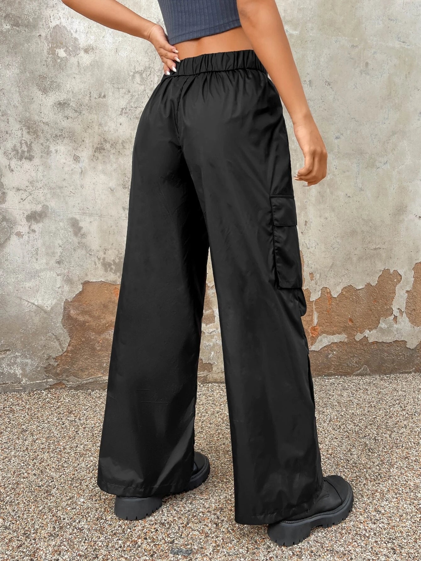 Flap Pocket Side Ruched Cargo Pant – back view detail