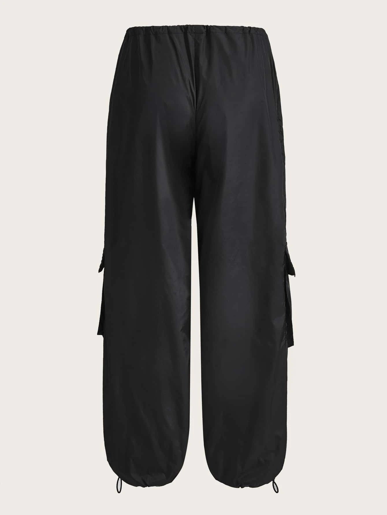 Contrast Piping Flap Pocket Cargo Parachute Pant – side profile view