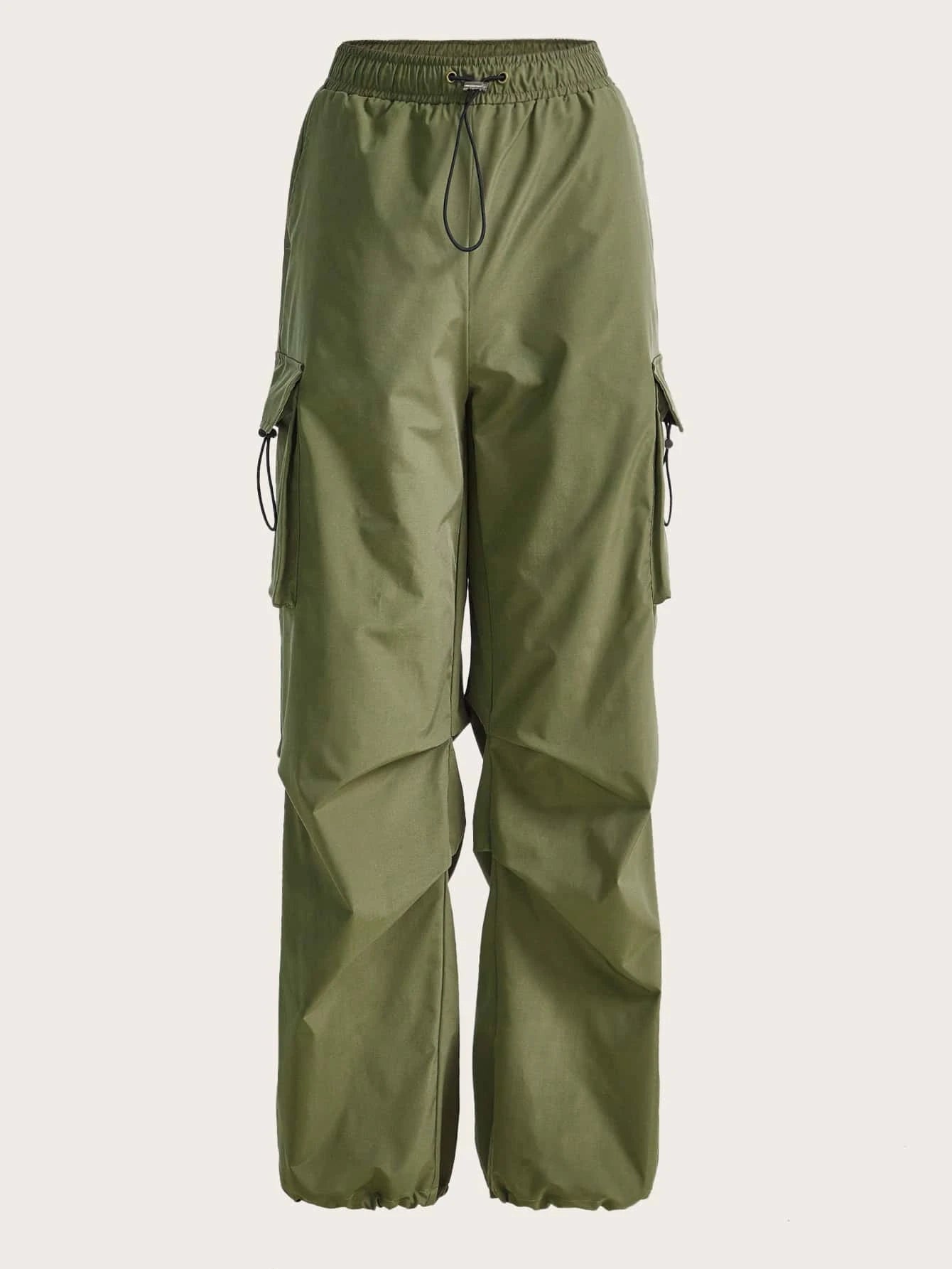 Pocket Drawstring Parachute Cargo Pant – women's cargo pants front view