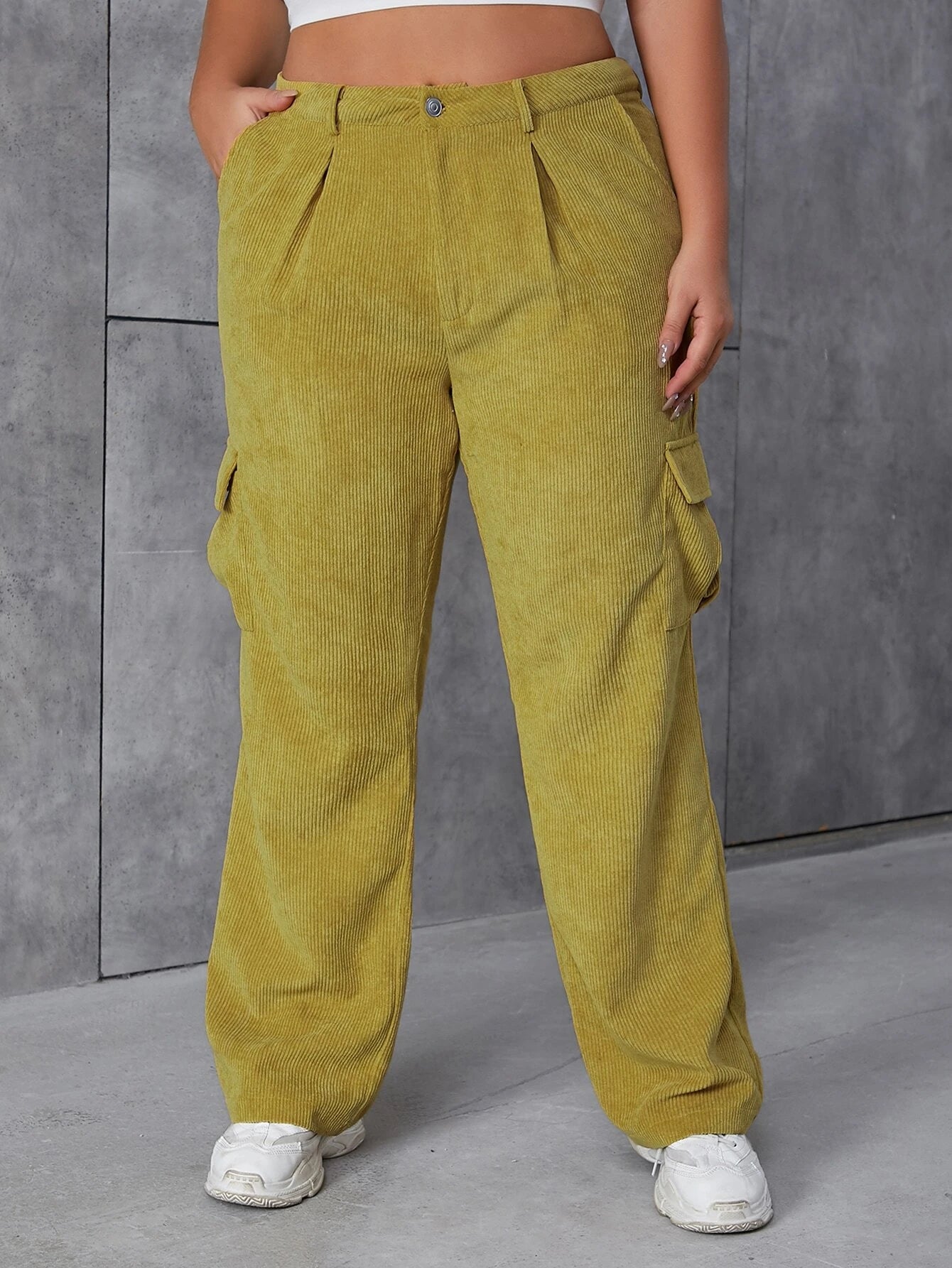 Flap Pocket Corduroy Pants – pocket detail close-up
