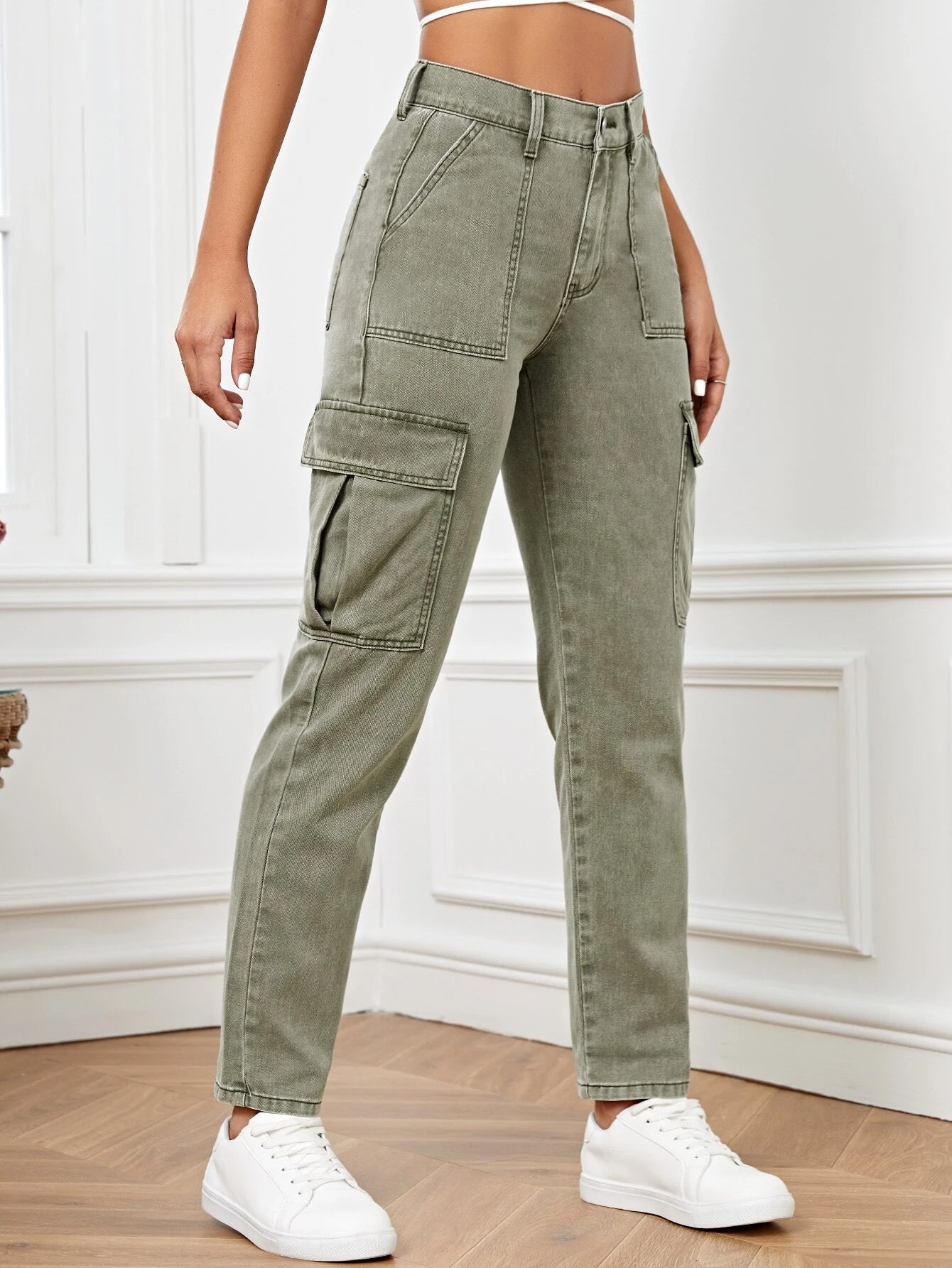 High Rise Flap Pocket Side Cargo Jean Style 1 – side profile view