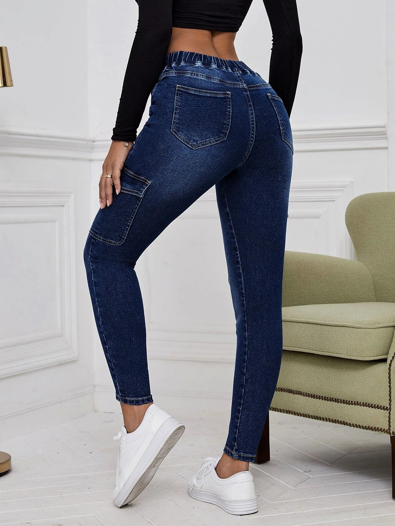Drawstring Flap Pocket Cargo Jeans – fit and style view