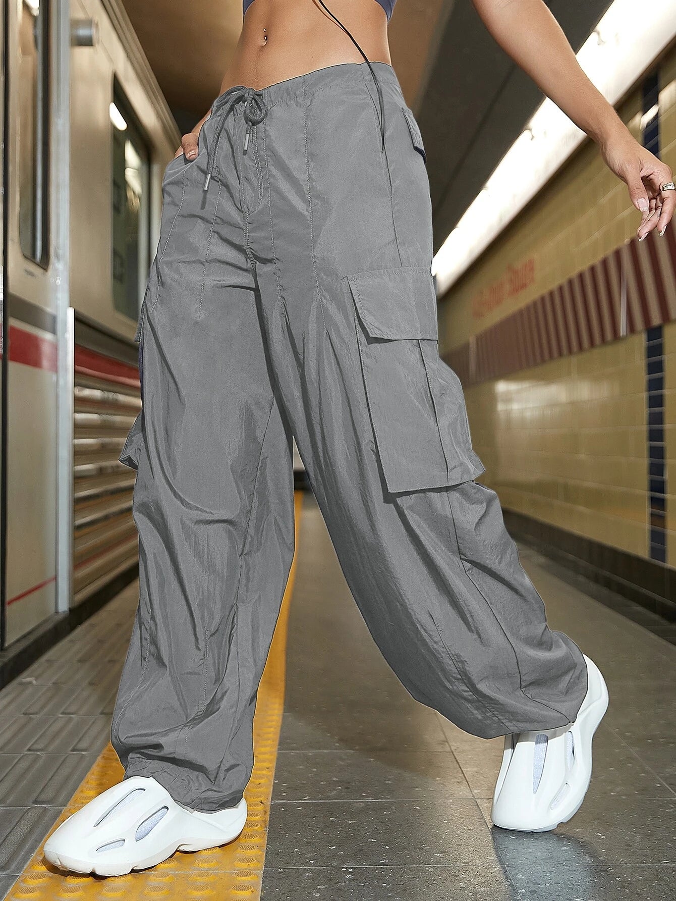 Journey Ready Drawstring Cargo Trousers – side profile view