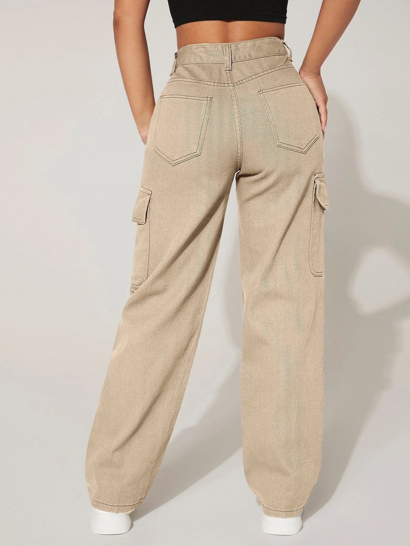 High Waist Functional Flap Pocket Cargo Jeans – lifestyle view 15