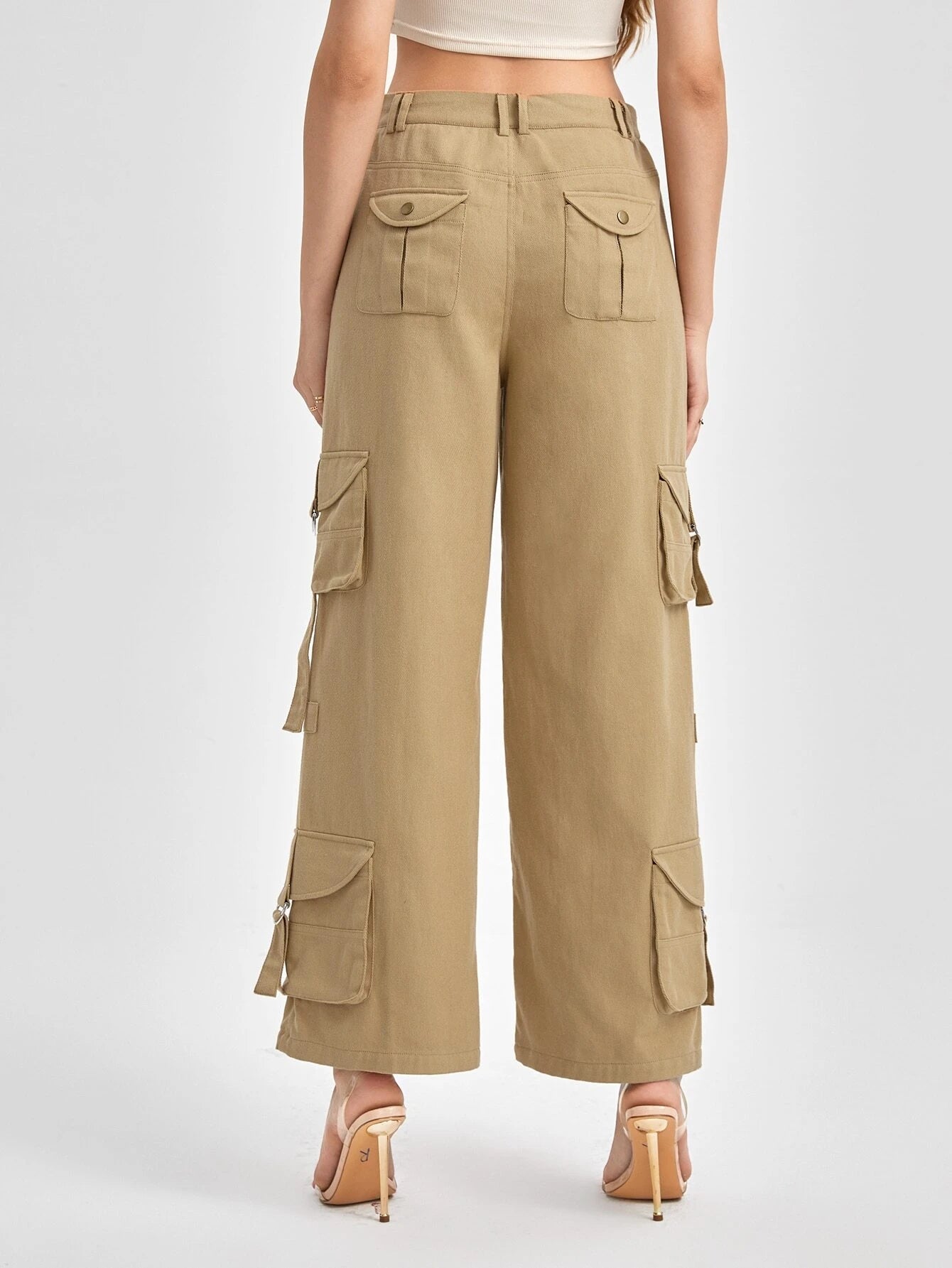 Flap Pocket Buckle Detail Cargo Pants – back view detail