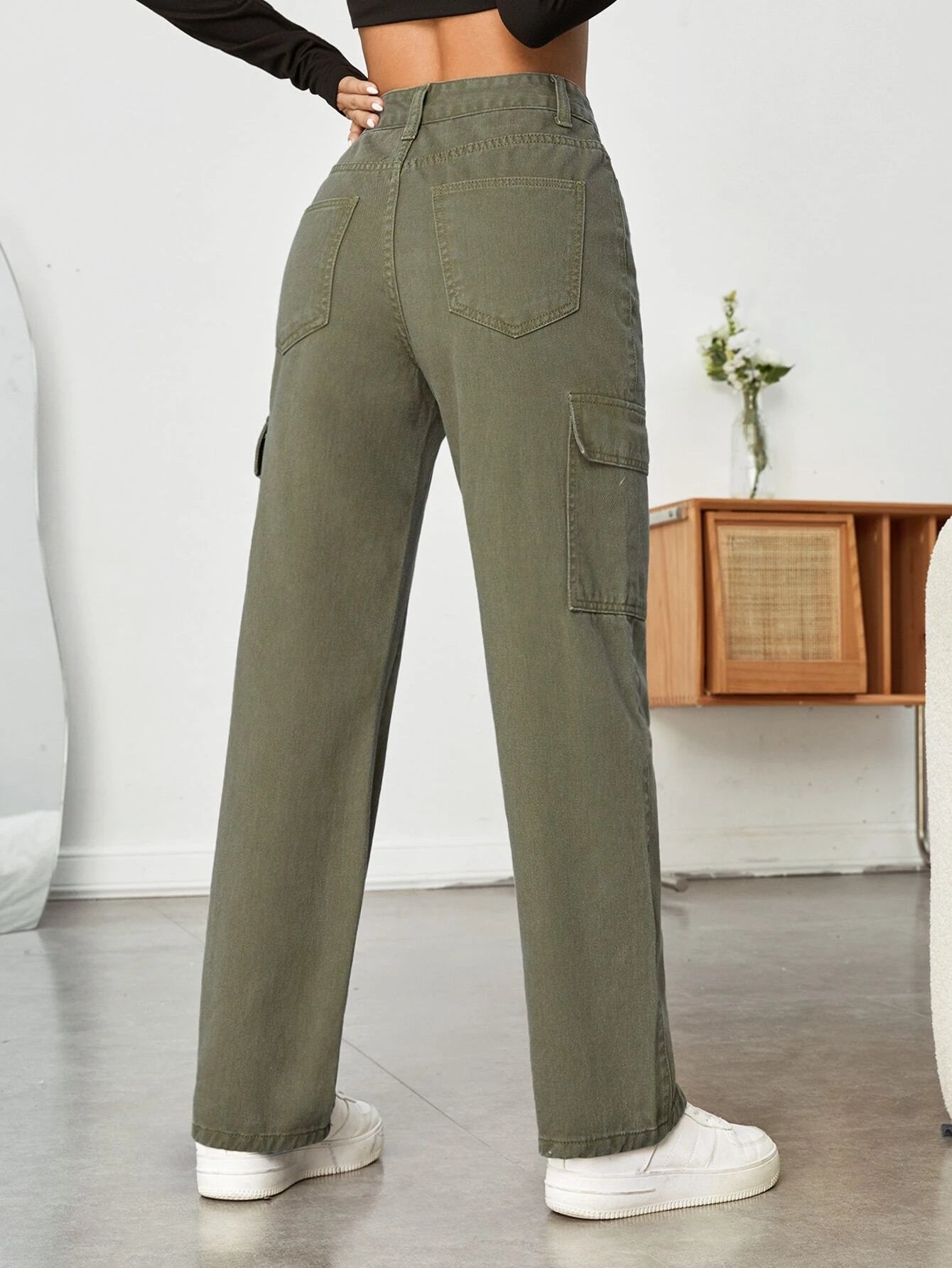High Waist Straight Jeans – side profile view