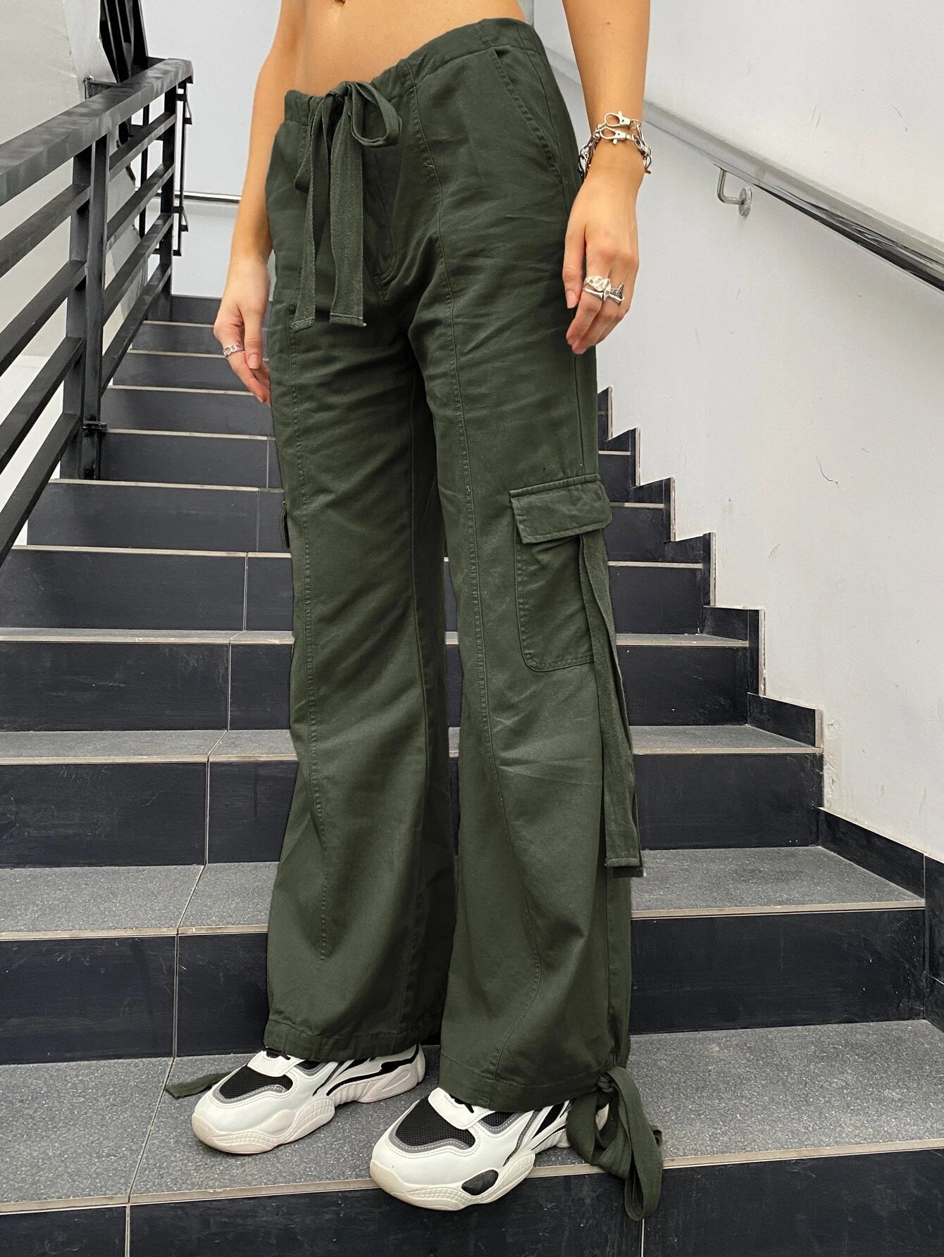 Tie Parachute Cargo Pants – pocket detail close-up
