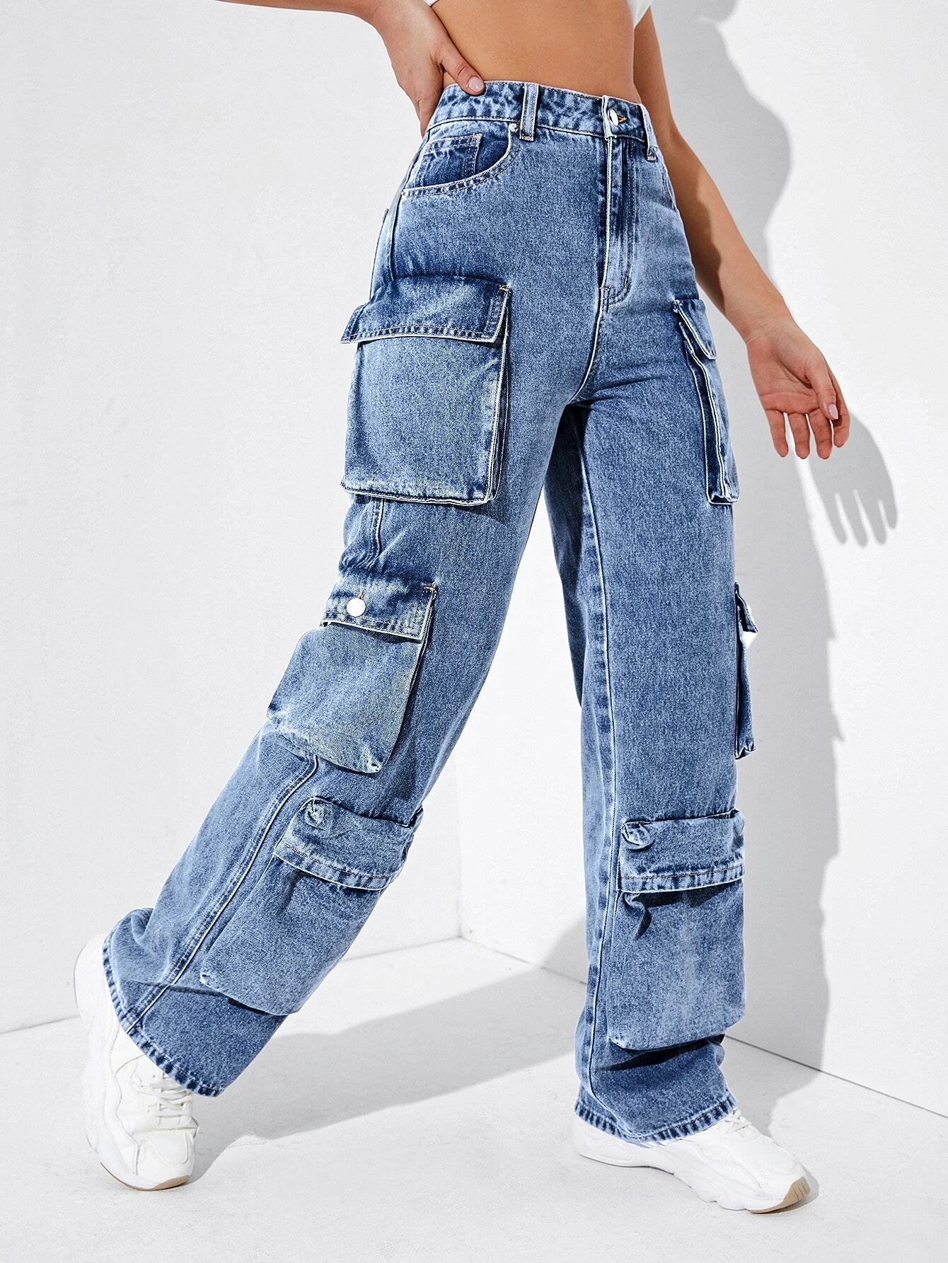 Flap Pocket Straight Cargo Jeans – lifestyle view 11